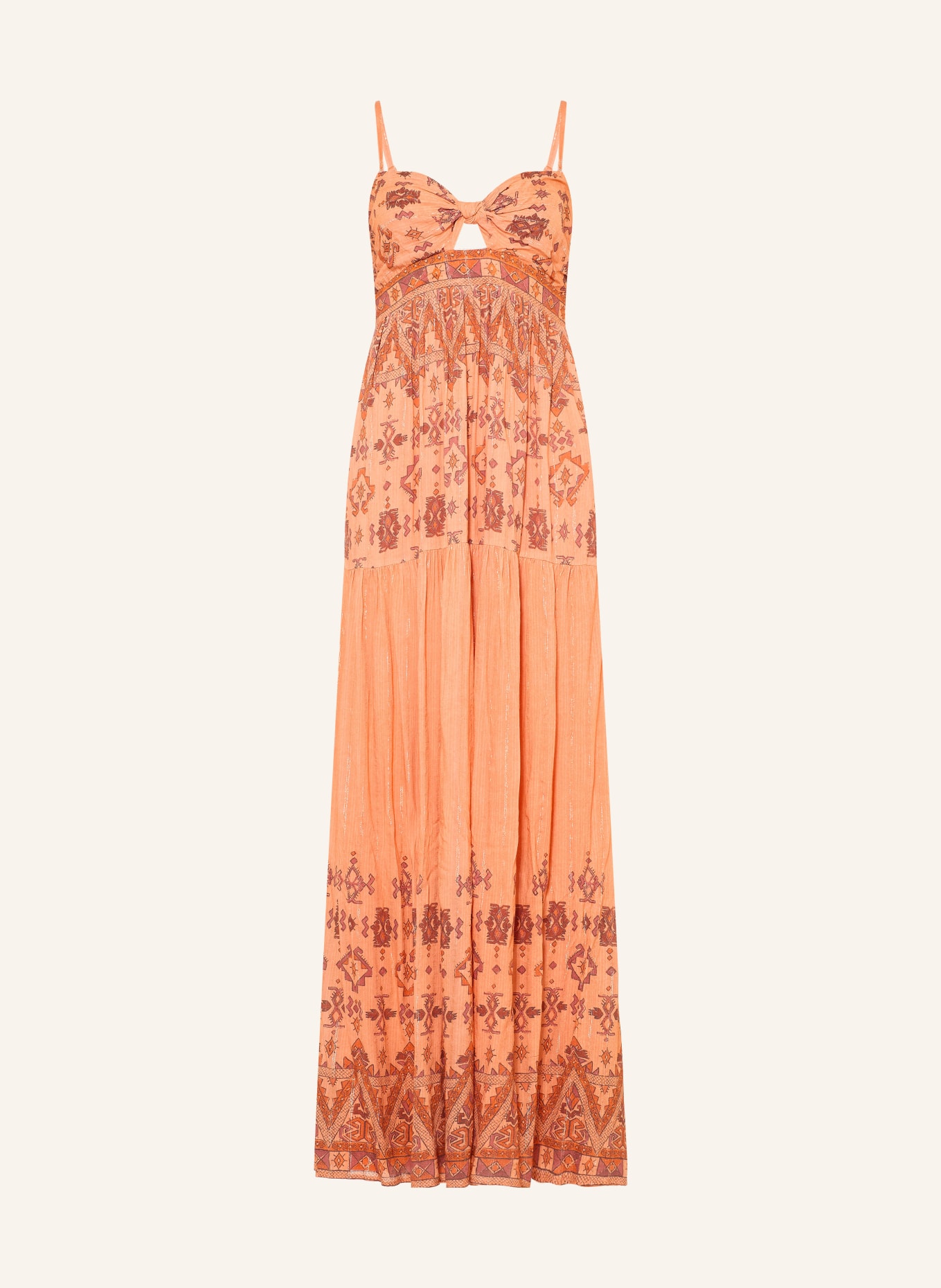 ba&sh Kleid ZEMA mit Glitzergarn und Cut-out: ORANGE / DUNKELROT / DUNKELORANGE