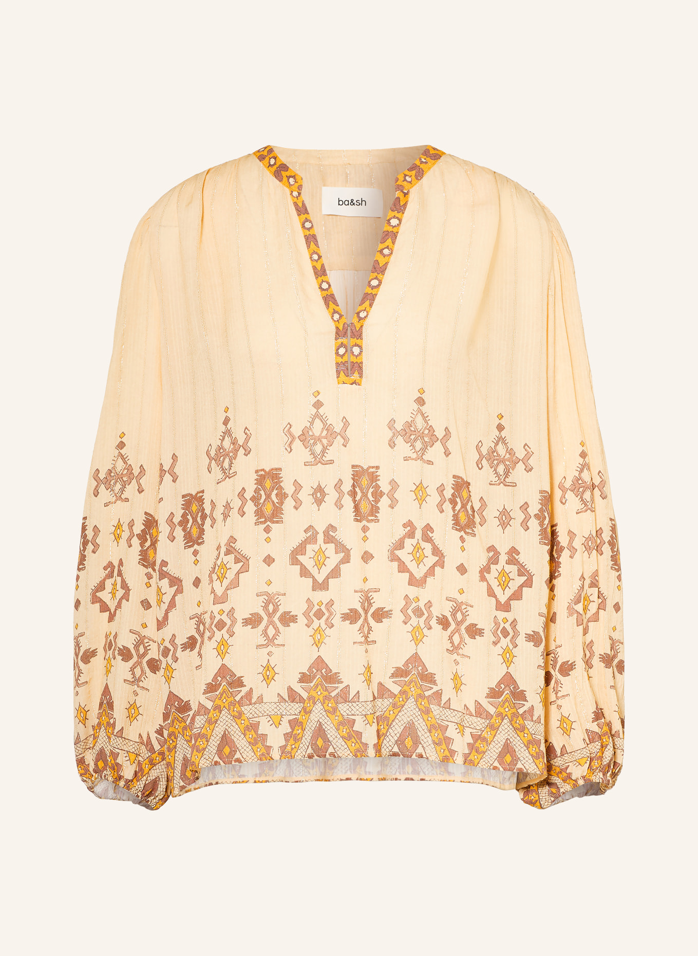 ba&sh Blusenshirt ZATO mit Glitzergarn: HELLGELB / HELLBRAUN / DUNKELGELB
