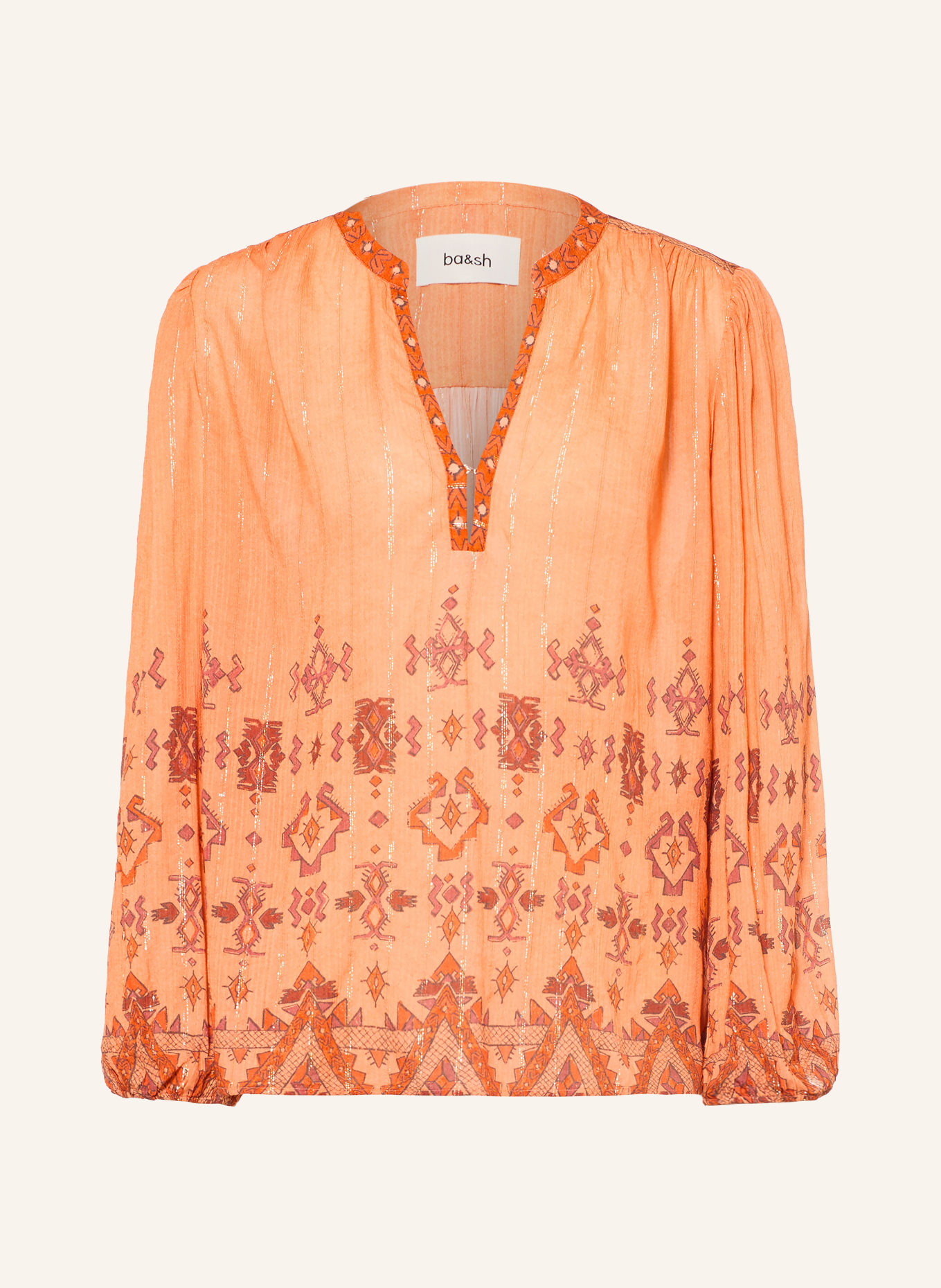 ba&sh Blusenshirt ZATO mit Glitzergarn: LACHS / DUNKELROT