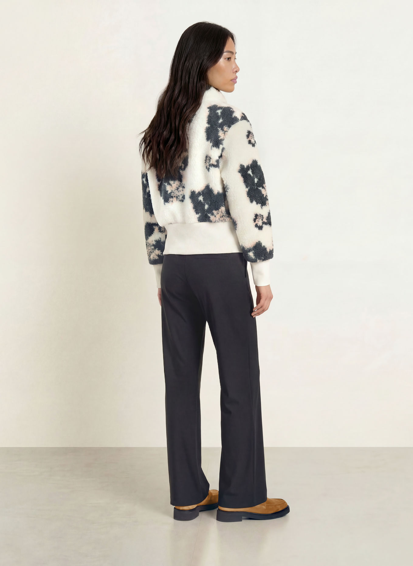 SPORTALM Teddyjas van gemengde materialen: CRÈME / BEIGE / ZWART