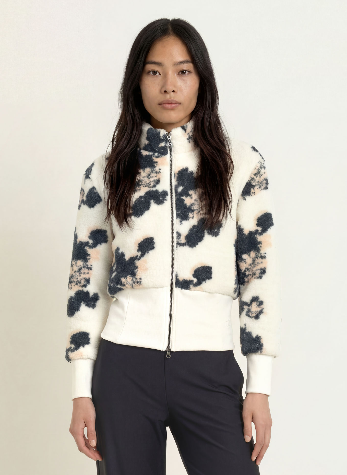 SPORTALM Teddyjas van gemengde materialen: CRÈME / BEIGE / ZWART