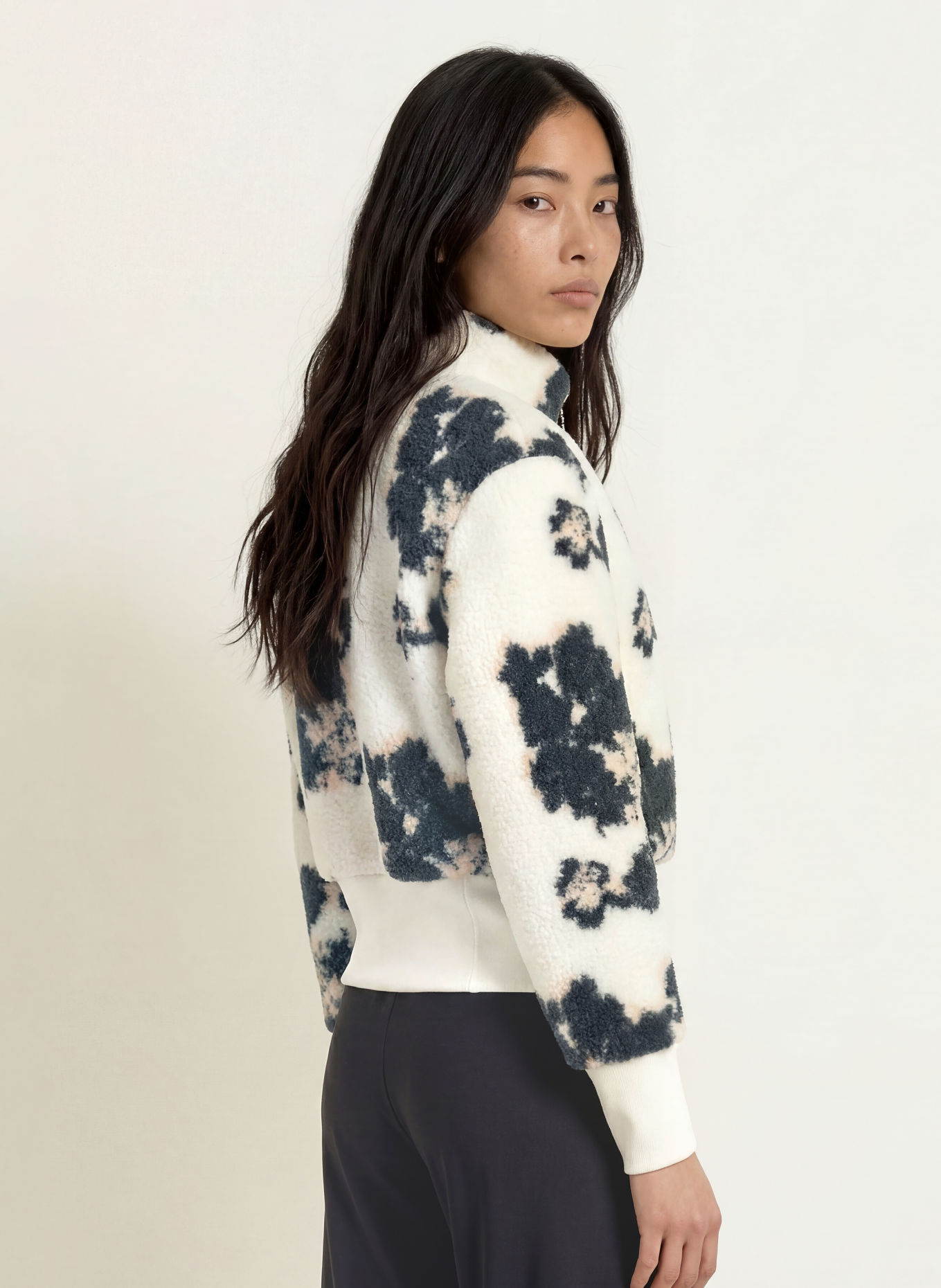 SPORTALM Teddyjas van gemengde materialen: CRÈME / BEIGE / ZWART