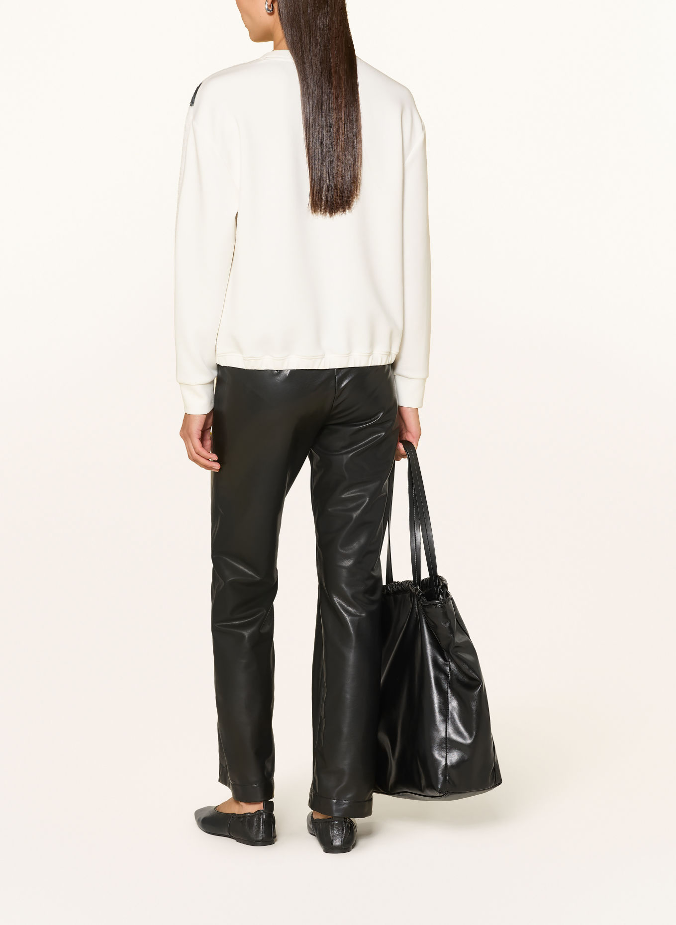 SPORTALM Sweatshirt met galonstrepen: CRÈME / ZWART