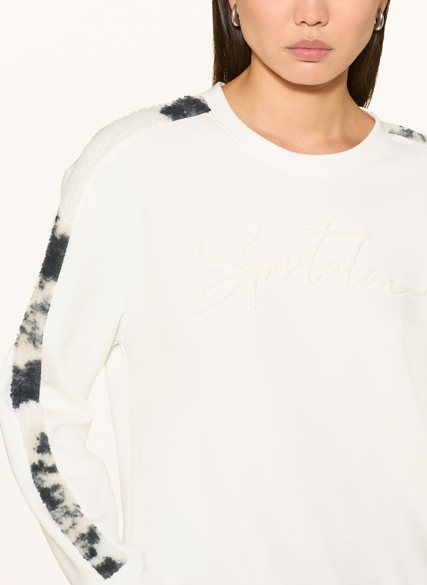SPORTALM Sweatshirt met galonstrepen: CRÈME / ZWART