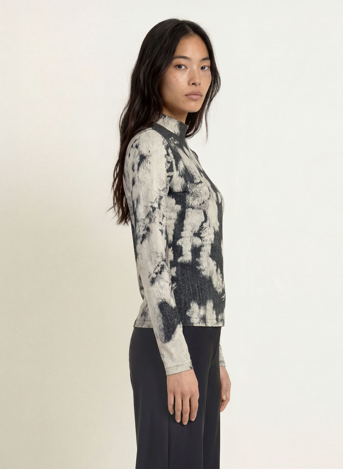 SPORTALM Longsleeve met sierstenen: ZWART / BEIGE