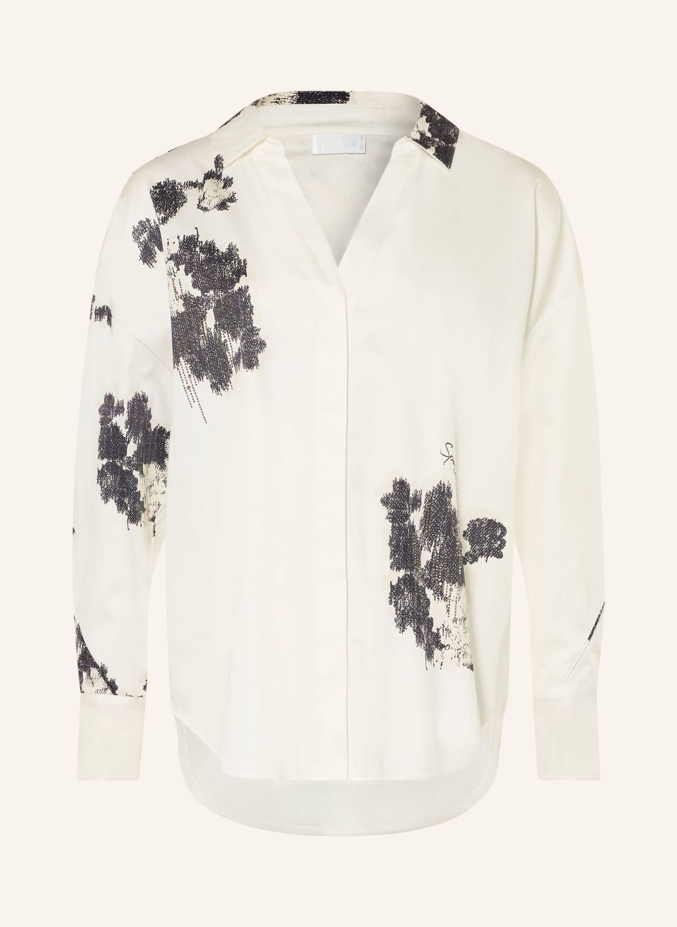 SPORTALM Blouse with Rhinestones: WHITE / BLACK