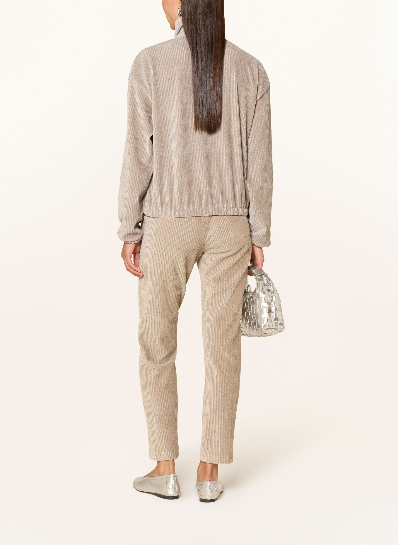 SPORTALM Sweatvest van corduroy met glittergaren: TAUPE