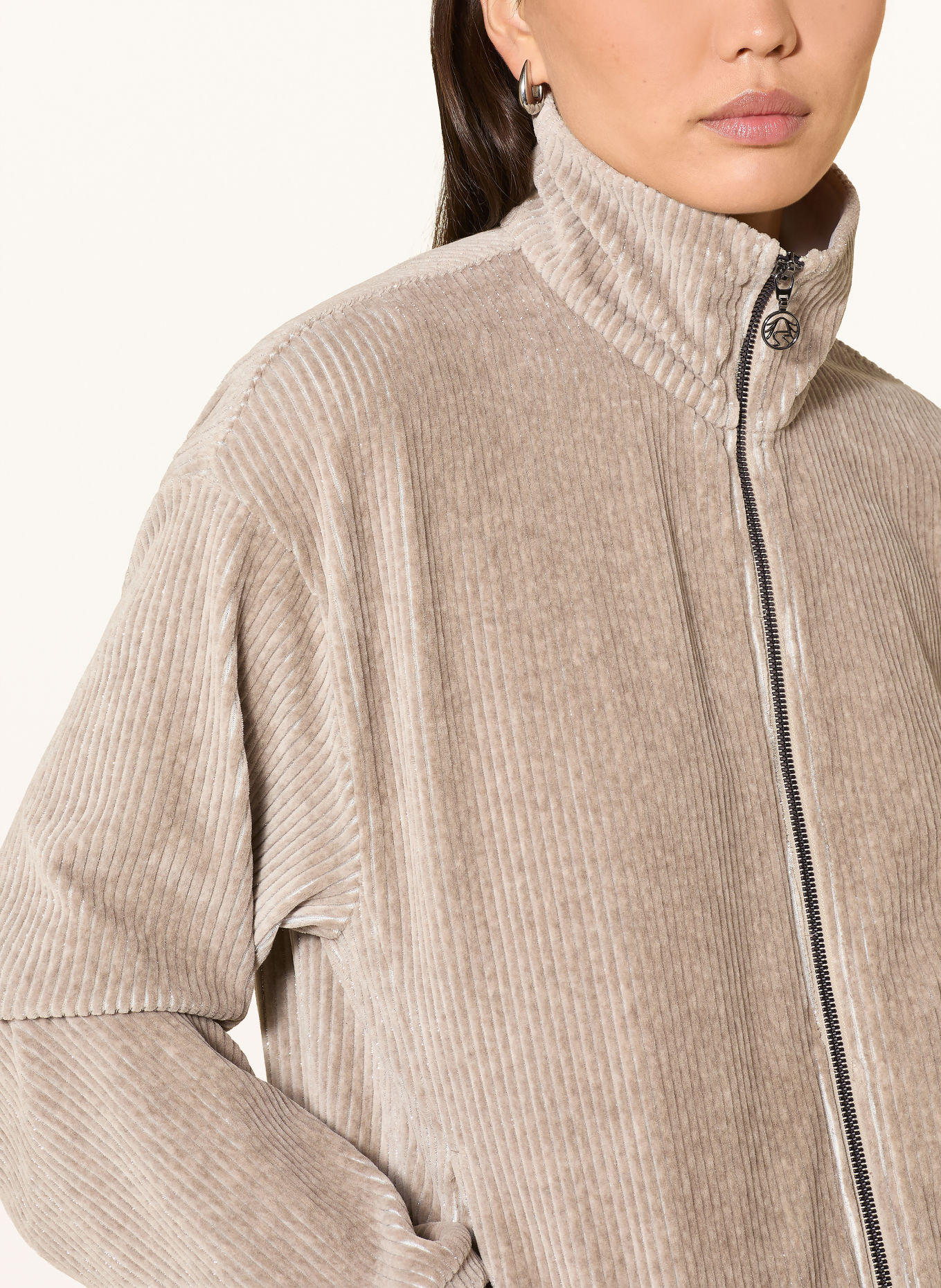 SPORTALM Sweatvest van corduroy met glittergaren: TAUPE