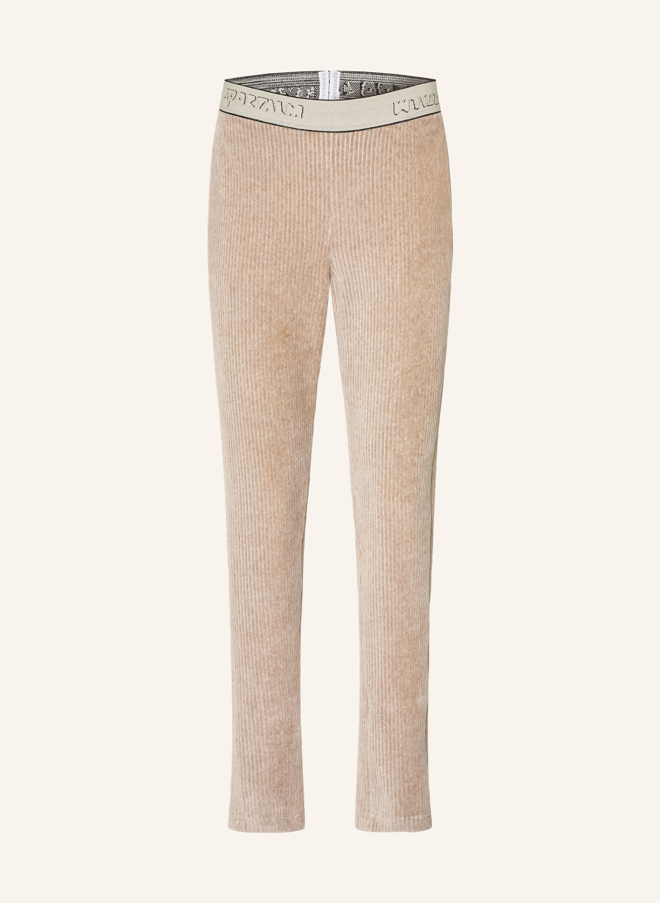 SPORTALM Corduroy pants with glitter thread: BEIGE / BLACK
