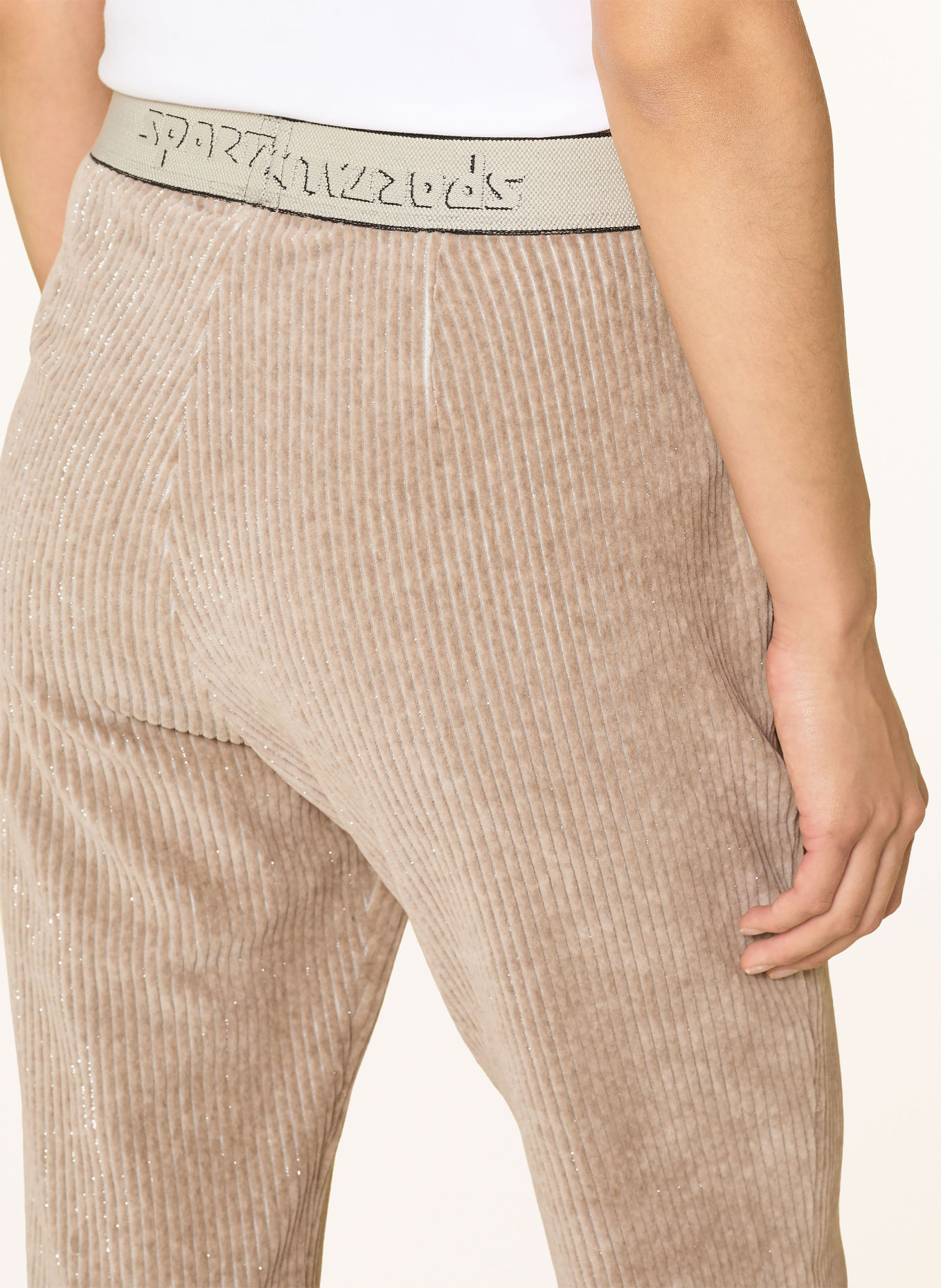 SPORTALM Corduroy pants with glitter thread: BEIGE / BLACK