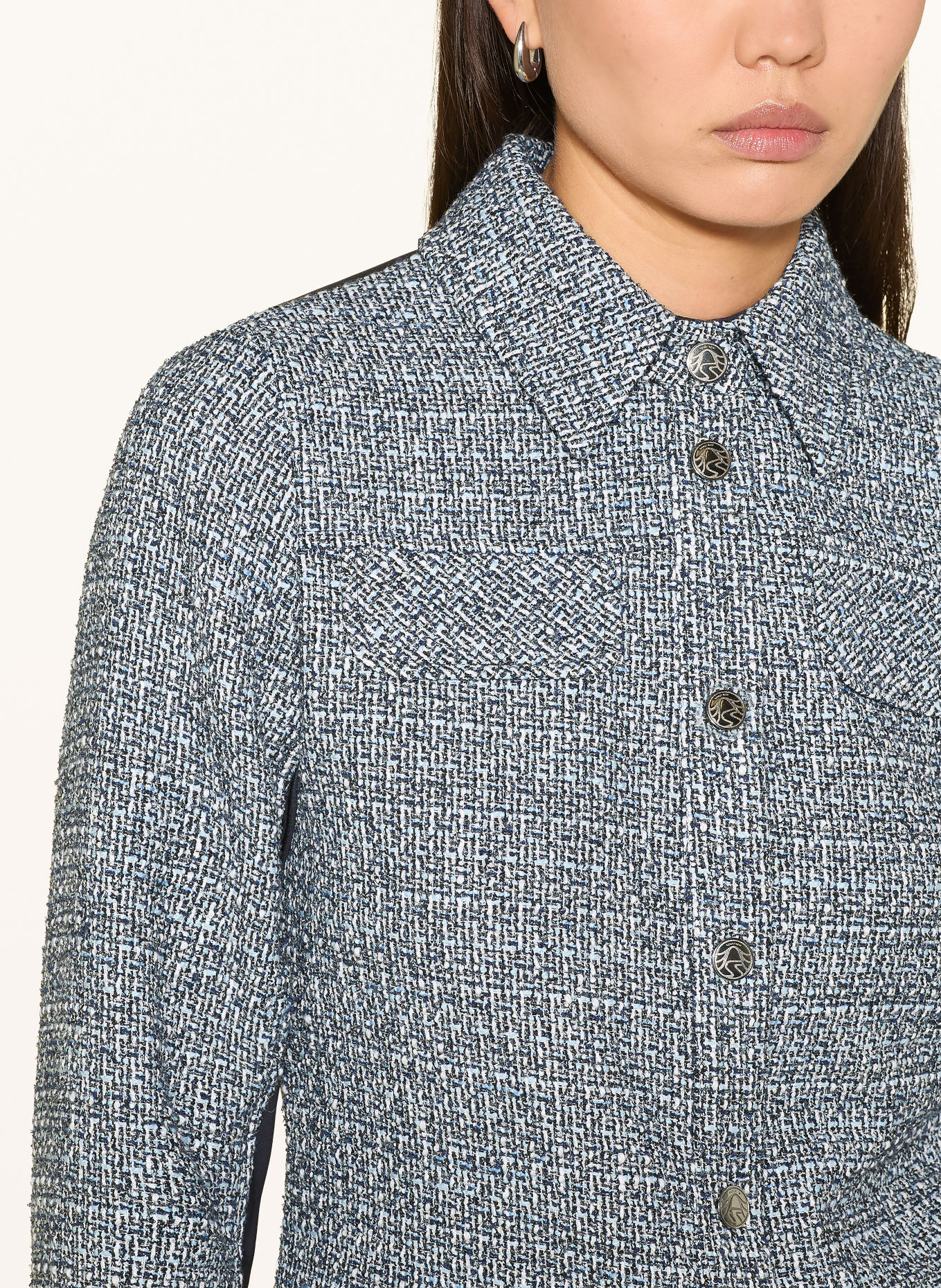 SPORTALM Kastenjacke im Materialmix mit Glitzergarn: DUNKELBLAU / BLAU / WEISS