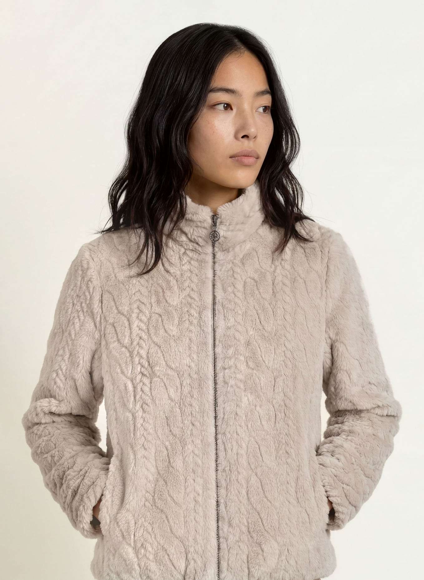 SPORTALM Jas van imitatiebont: TAUPE