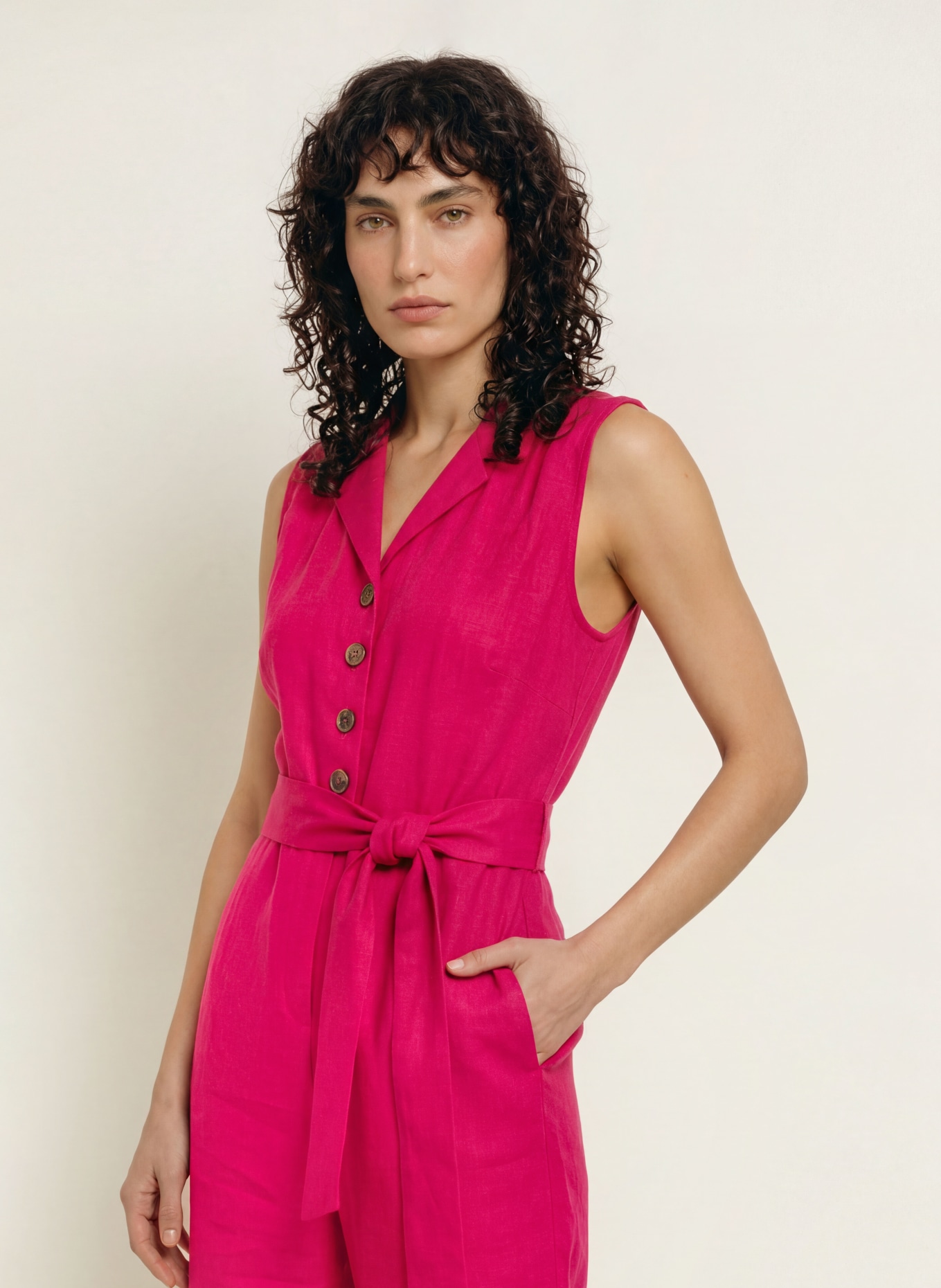 HOBBS Jumpsuit DESTINY aus Leinen: FUCHSIA