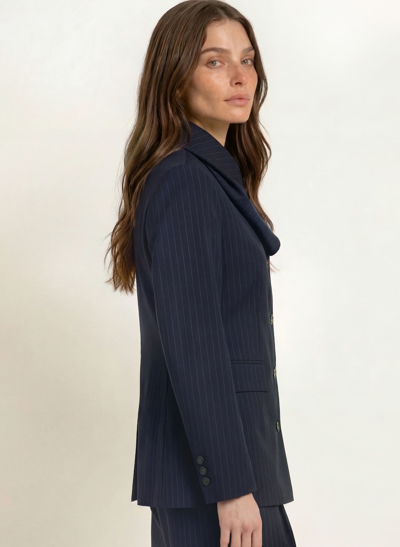 CLAUDIE PIERLOT Blazer mit Schluppe: DUNKELBLAU / HELLGRAU
