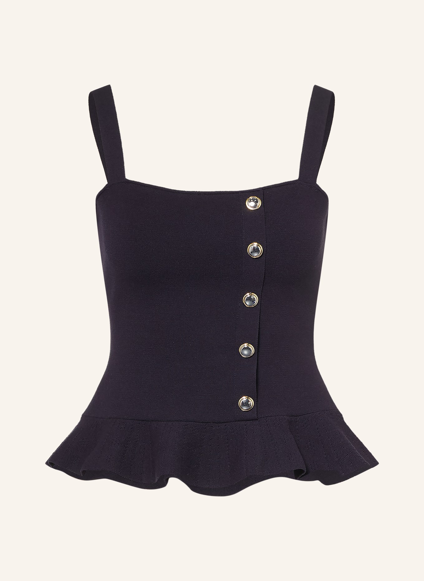 CLAUDIE PIERLOT Stricktop mit Volants: DUNKELBLAU