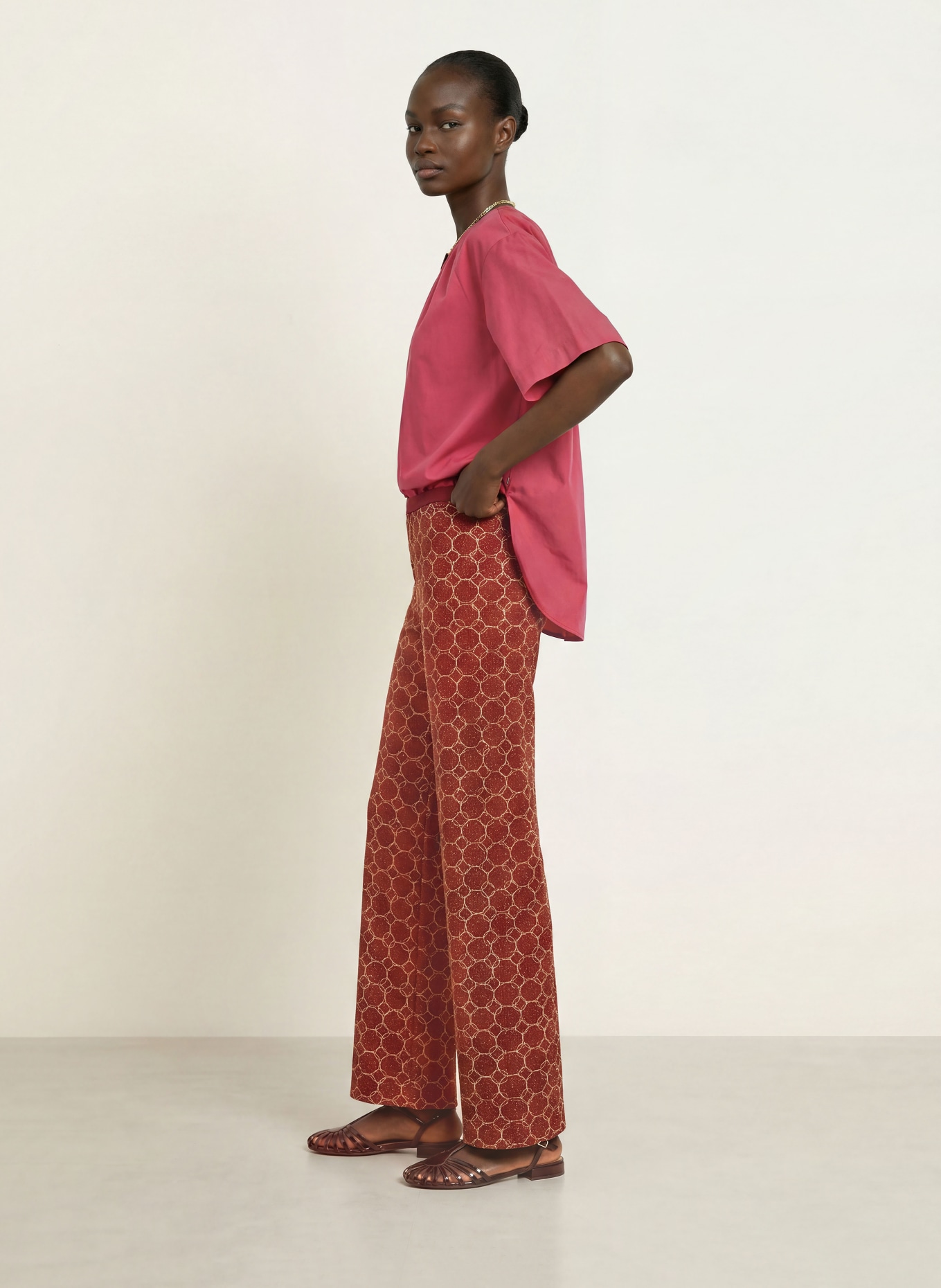 SIYU Jerseyhose mit Glitzergarn: ROT / GOLD
