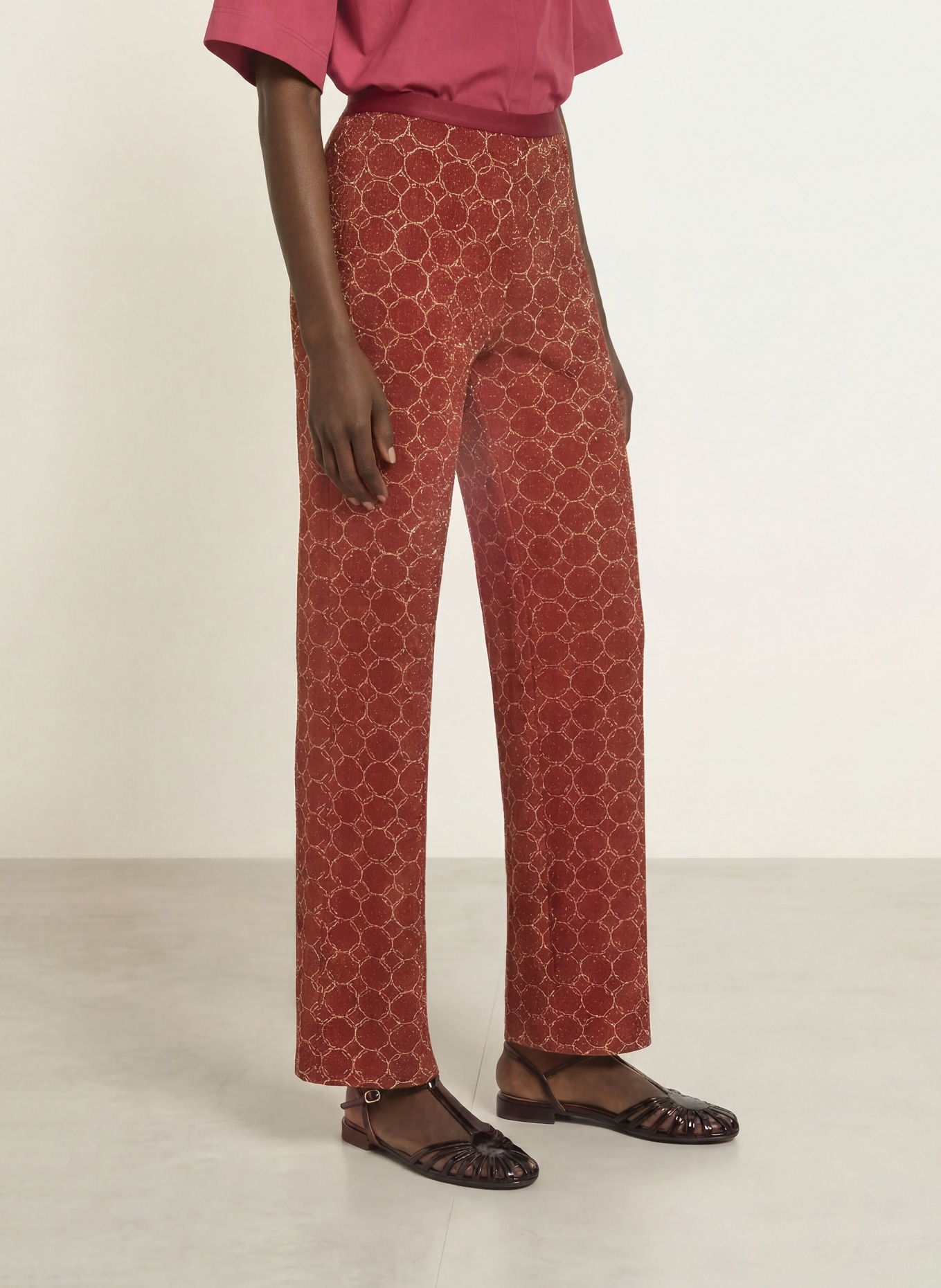 SIYU Jerseyhose mit Glitzergarn: ROT / GOLD