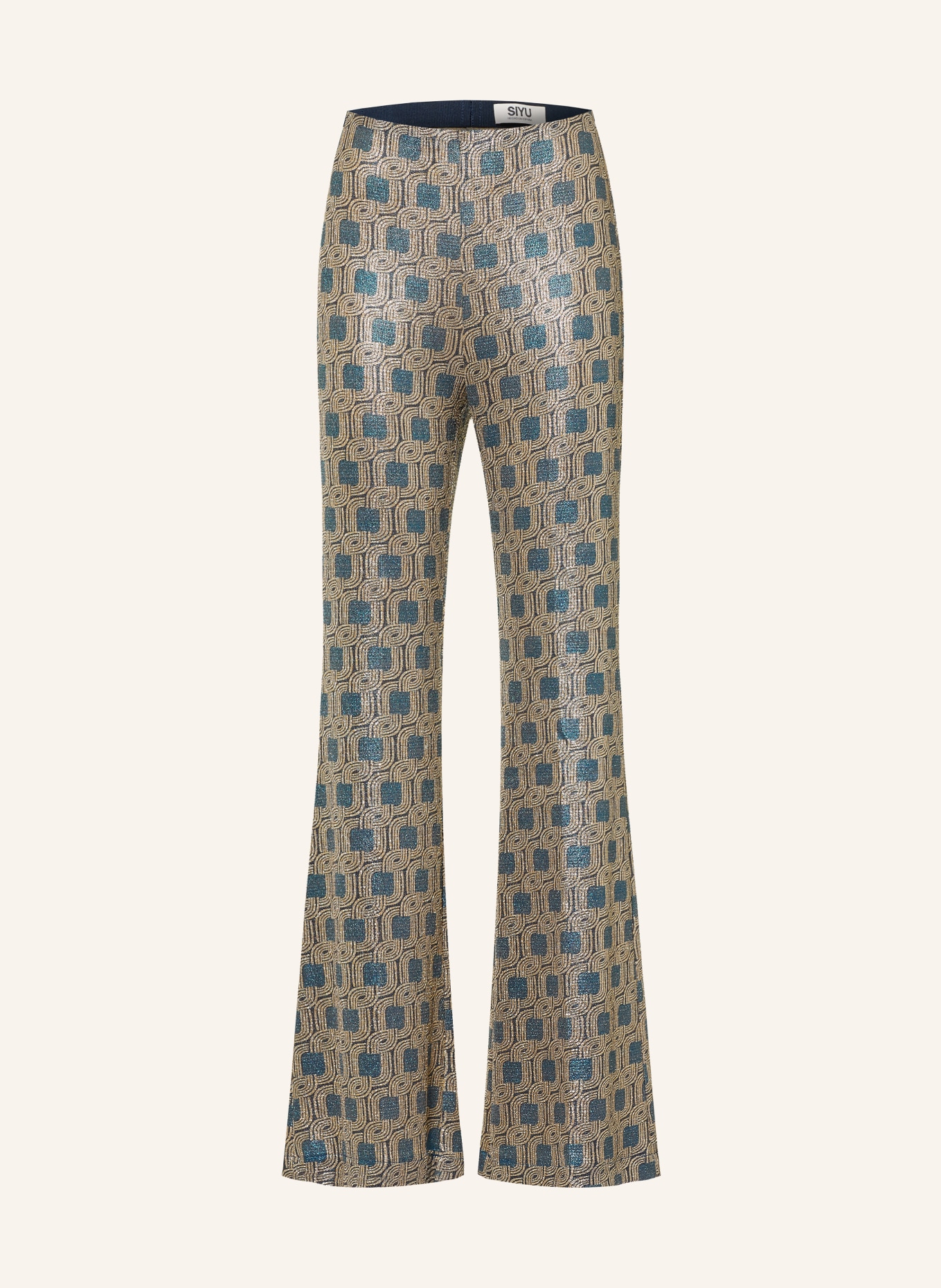 SIYU Bootcut broek van jersey: BLAUW / GOUD