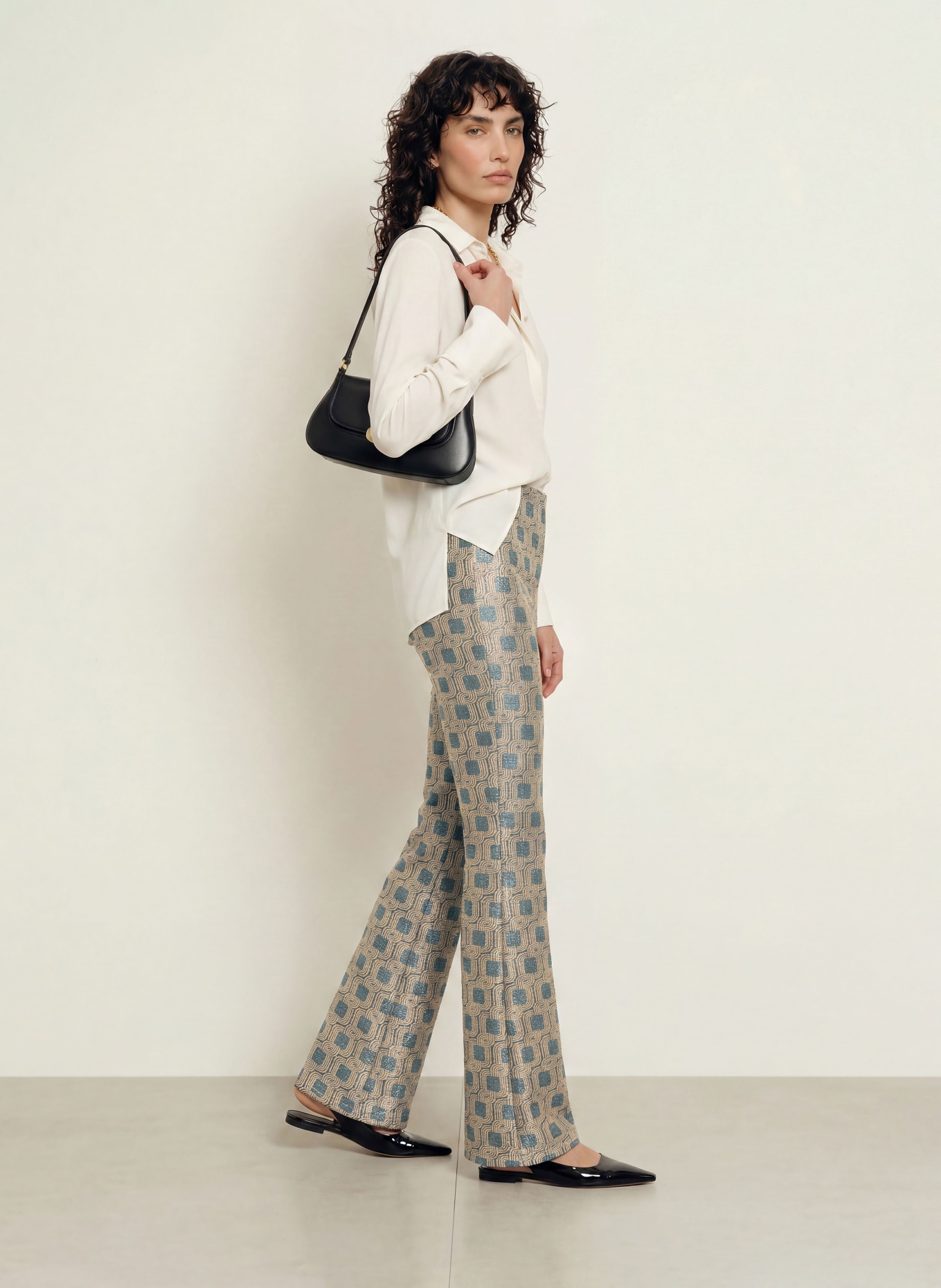 SIYU Bootcut broek van jersey: BLAUW / GOUD