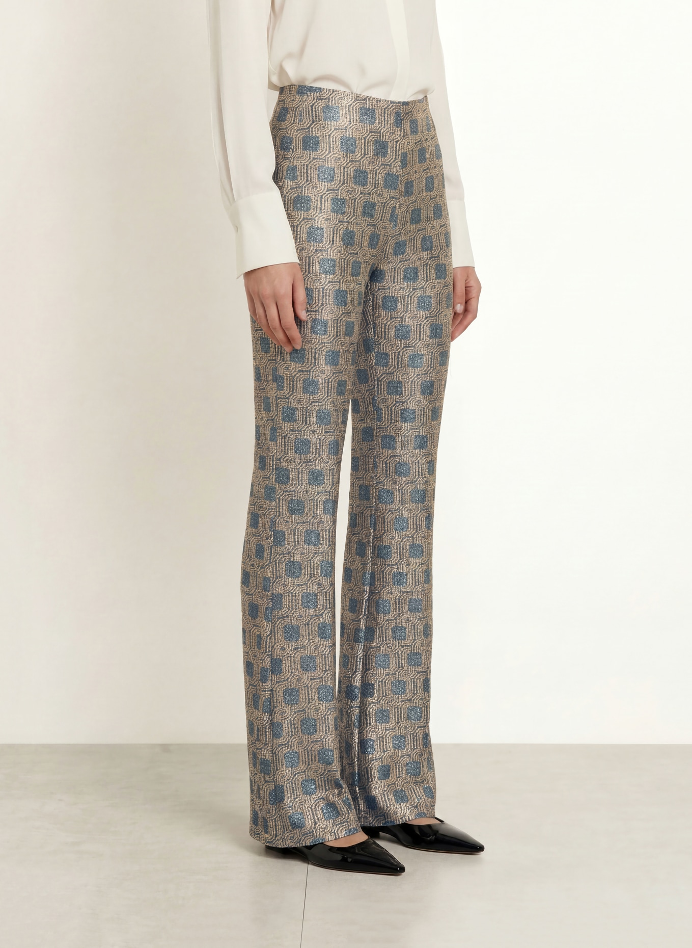 SIYU Bootcut broek van jersey: BLAUW / GOUD