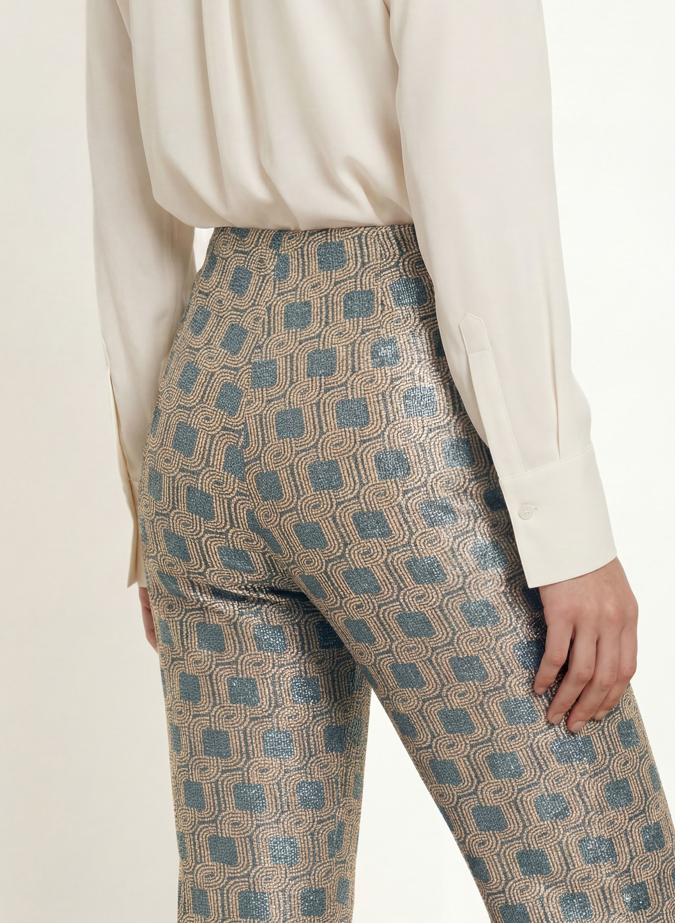 SIYU Bootcut broek van jersey: BLAUW / GOUD