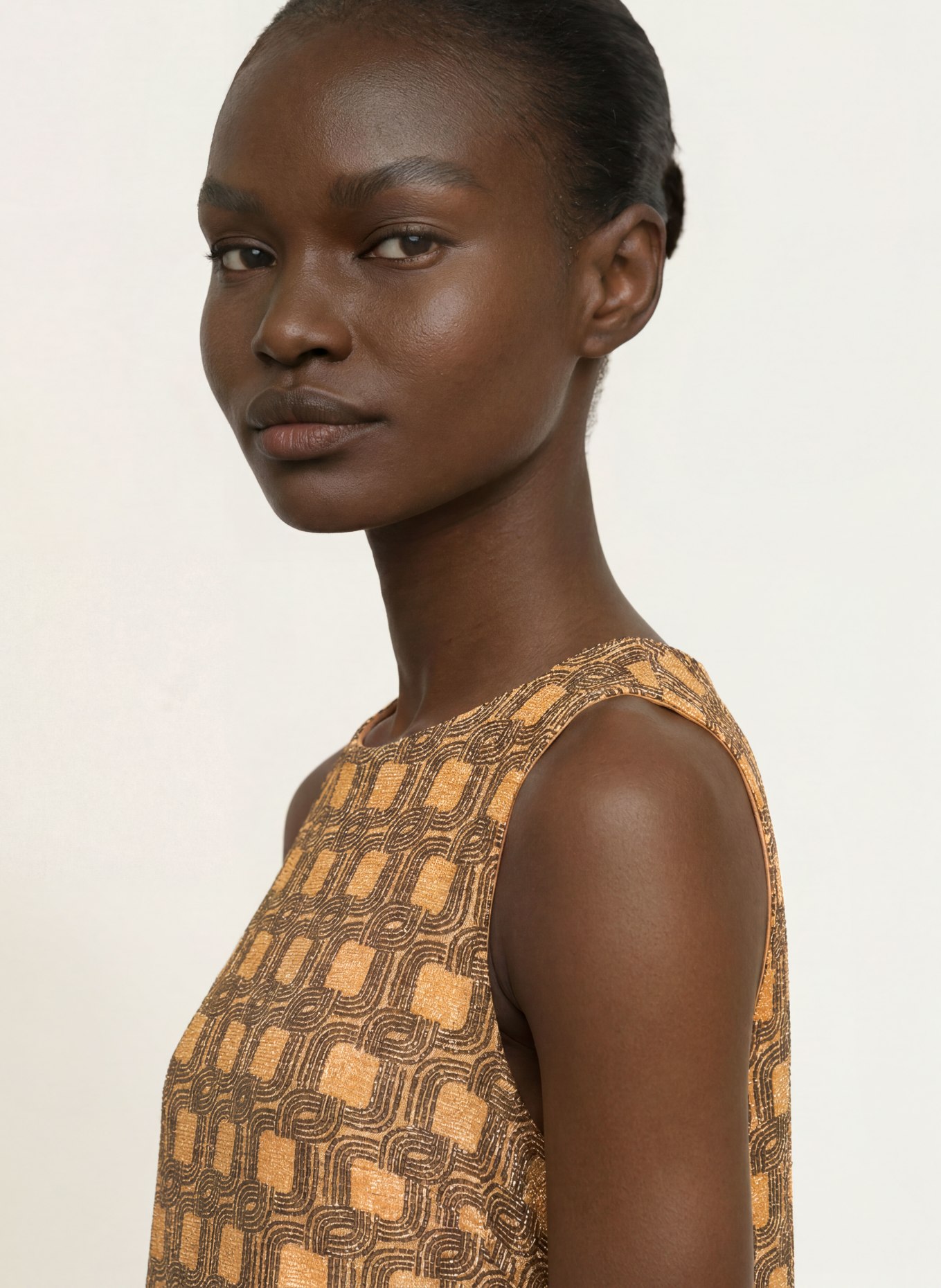 SIYU Dress: GOLD / DARK BROWN