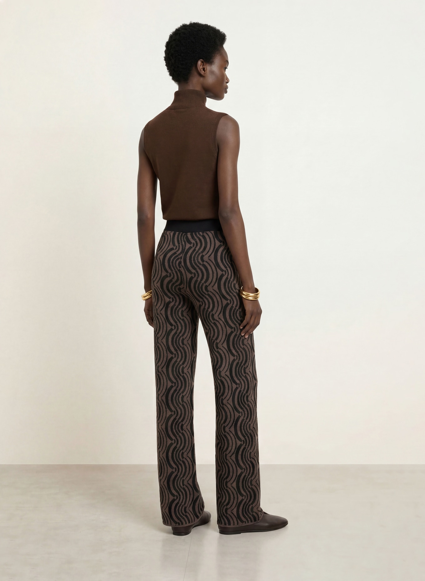 SIYU Knit Pants: TAUPE / BLACK