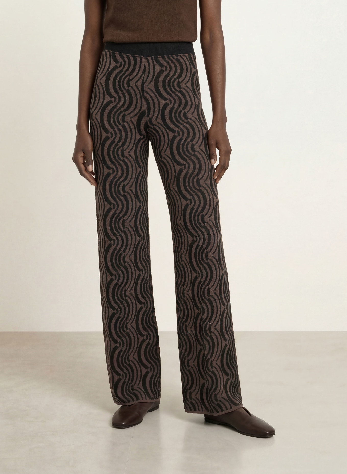 SIYU Knit Pants: TAUPE / BLACK