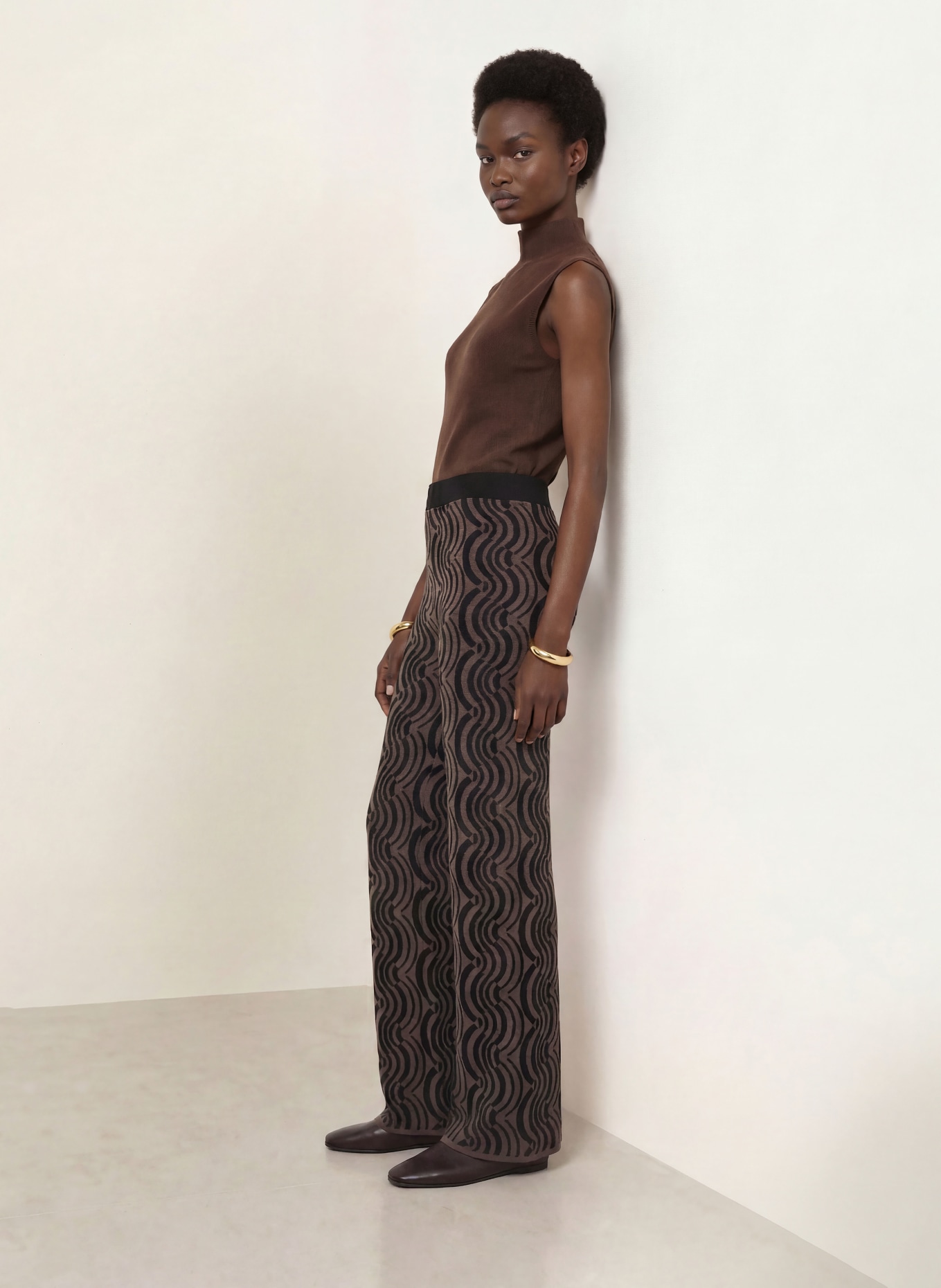 SIYU Knit Pants: TAUPE / BLACK