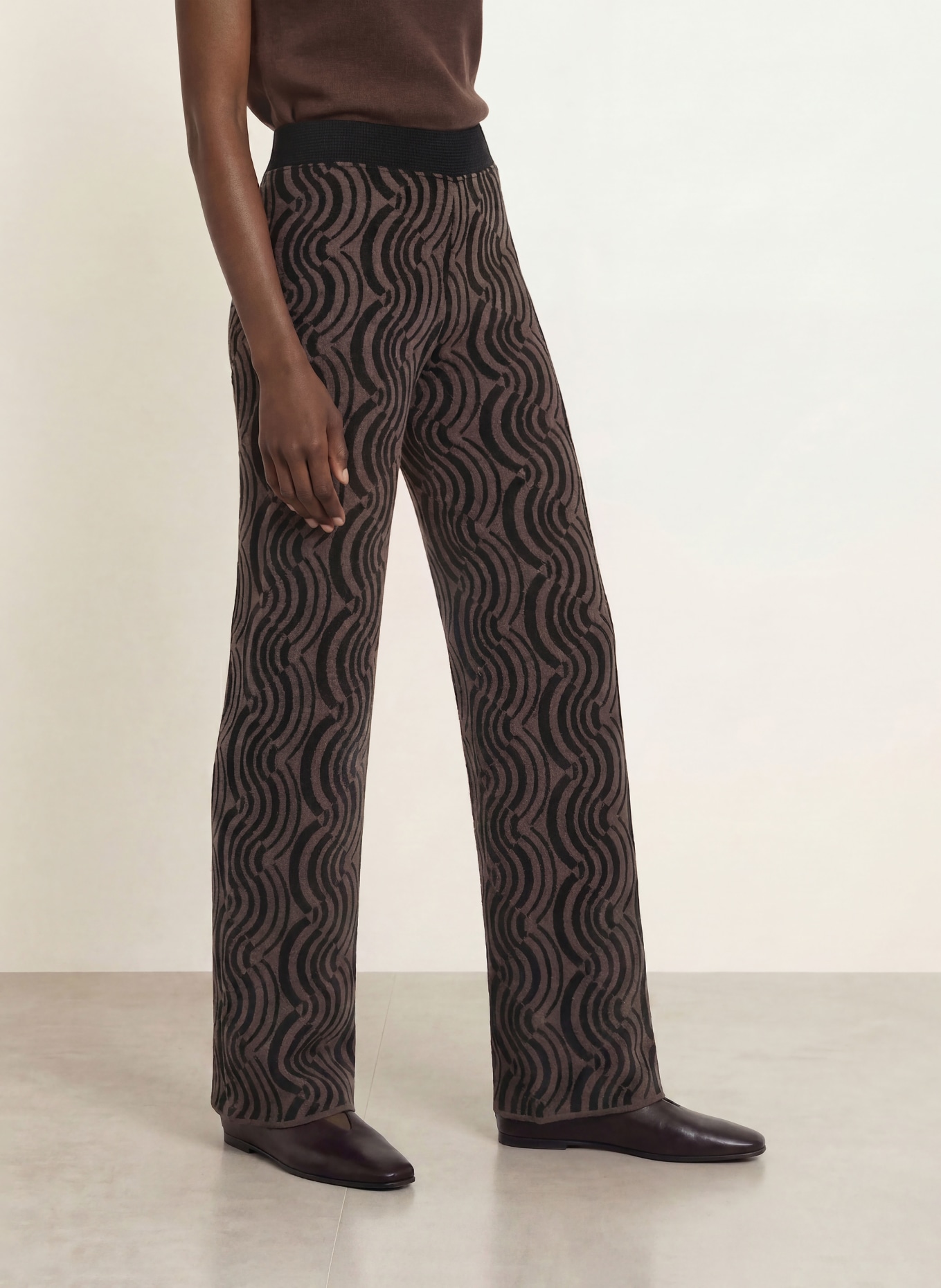 SIYU Knit Pants: TAUPE / BLACK