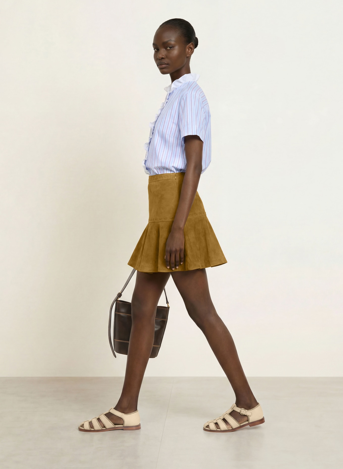 CLAUDIE PIERLOT Lederrock: BRAUN