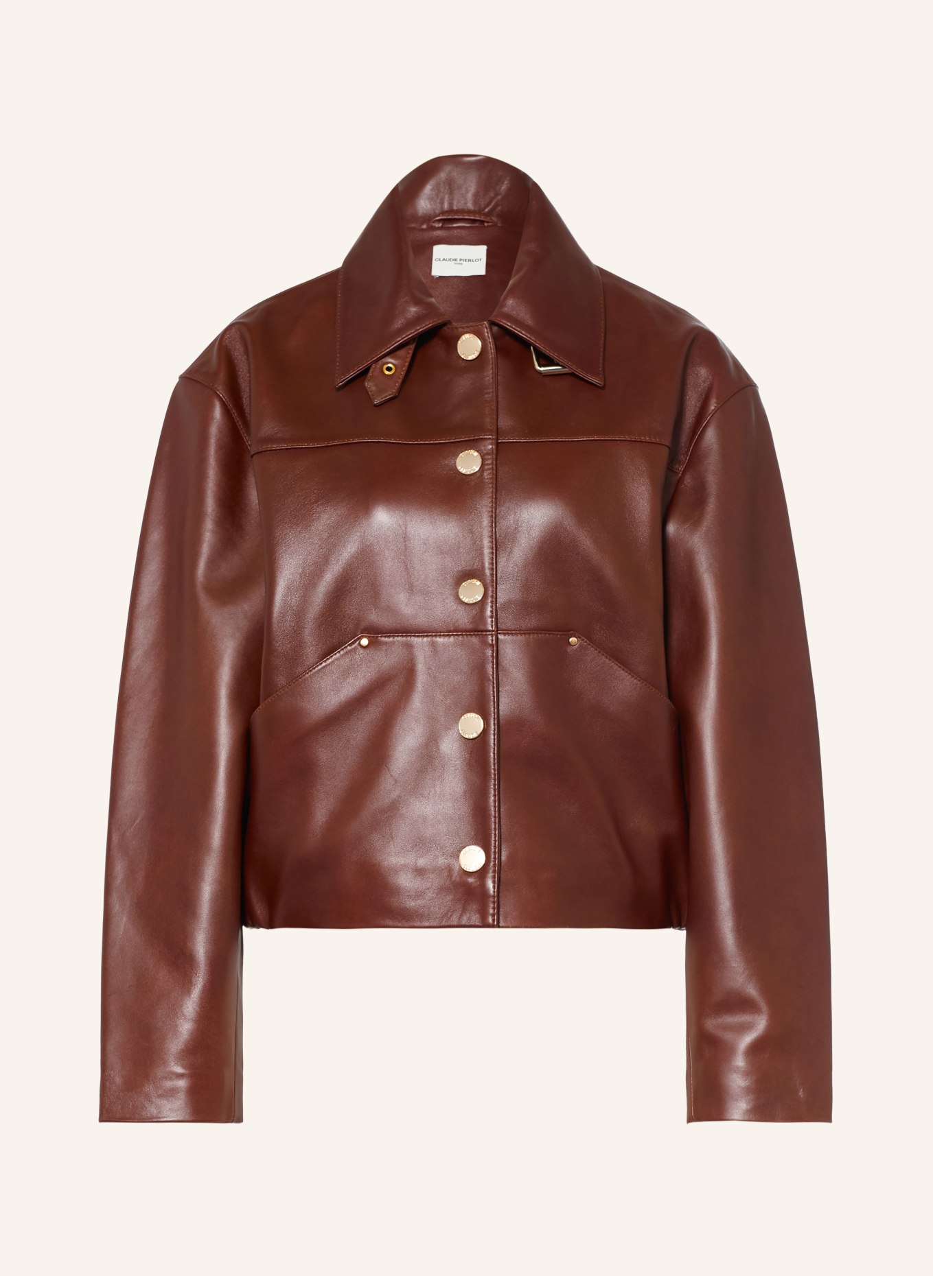 CLAUDIE PIERLOT Lederjacke: DUNKELBRAUN