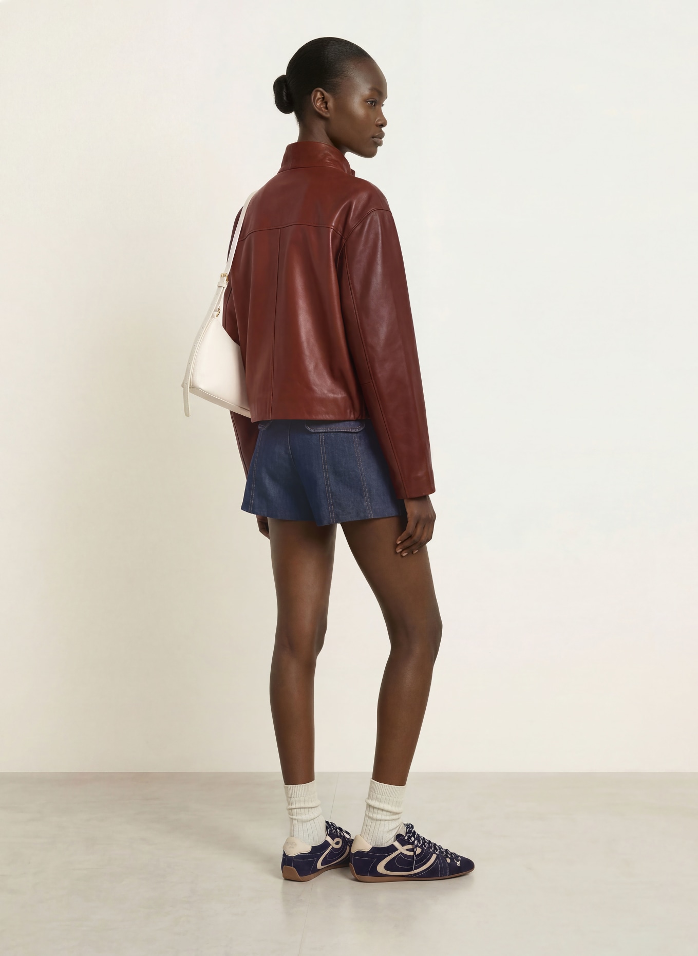 CLAUDIE PIERLOT Lederjacke: DUNKELBRAUN