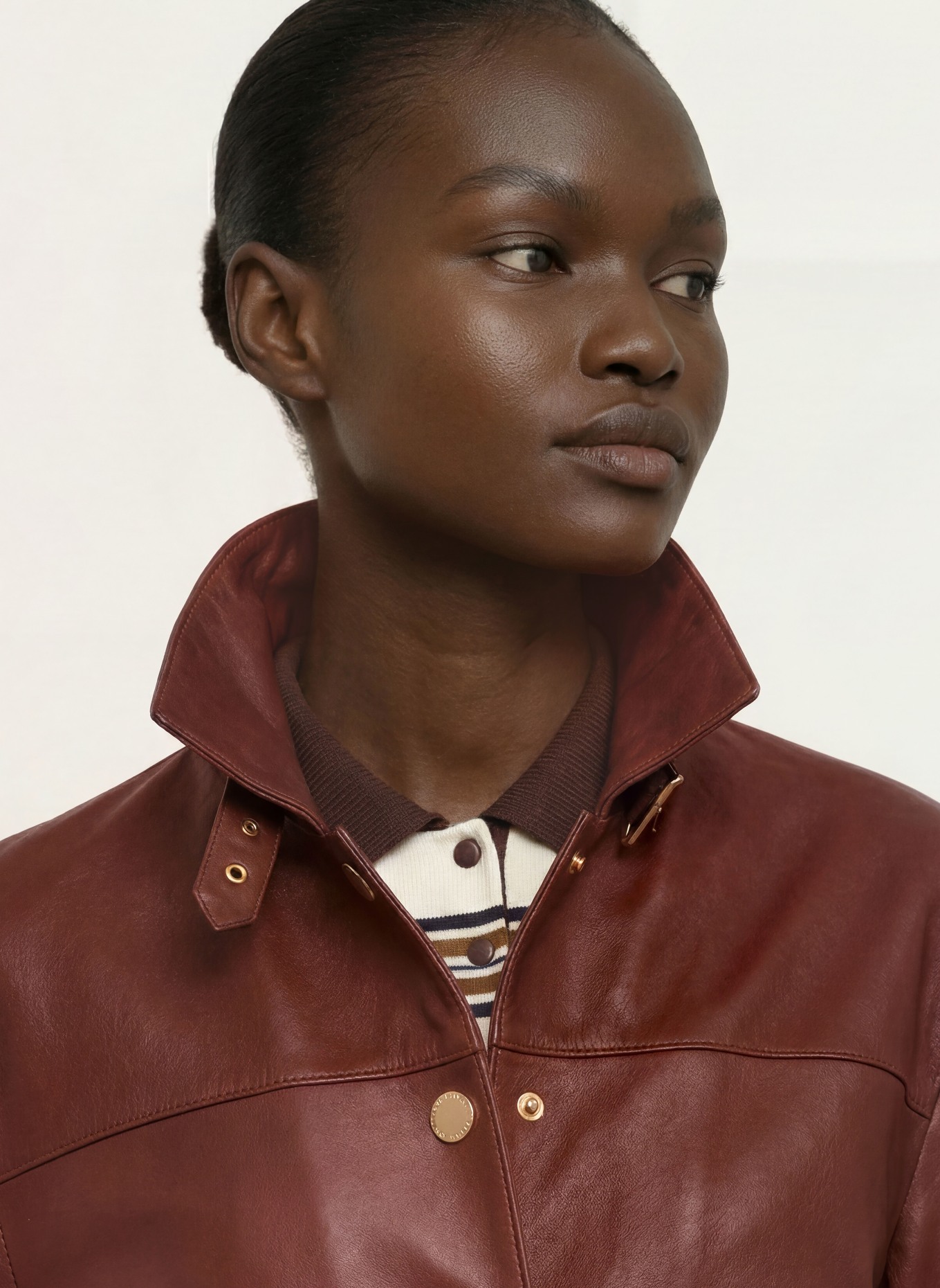 CLAUDIE PIERLOT Lederjacke: DUNKELBRAUN