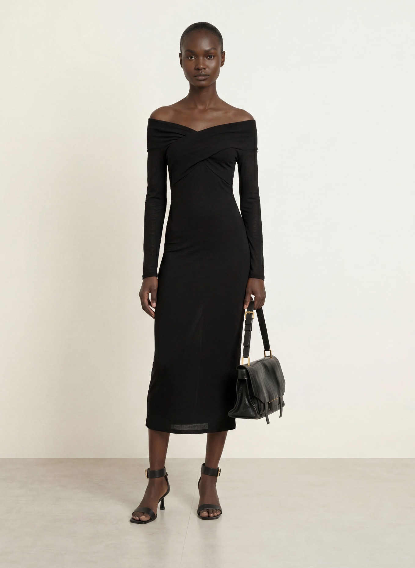 ALLSAINTS Robe en jersey DELTA: NOIR