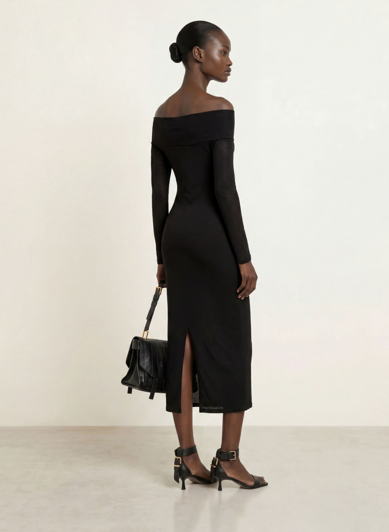 ALLSAINTS Robe en jersey DELTA: NOIR