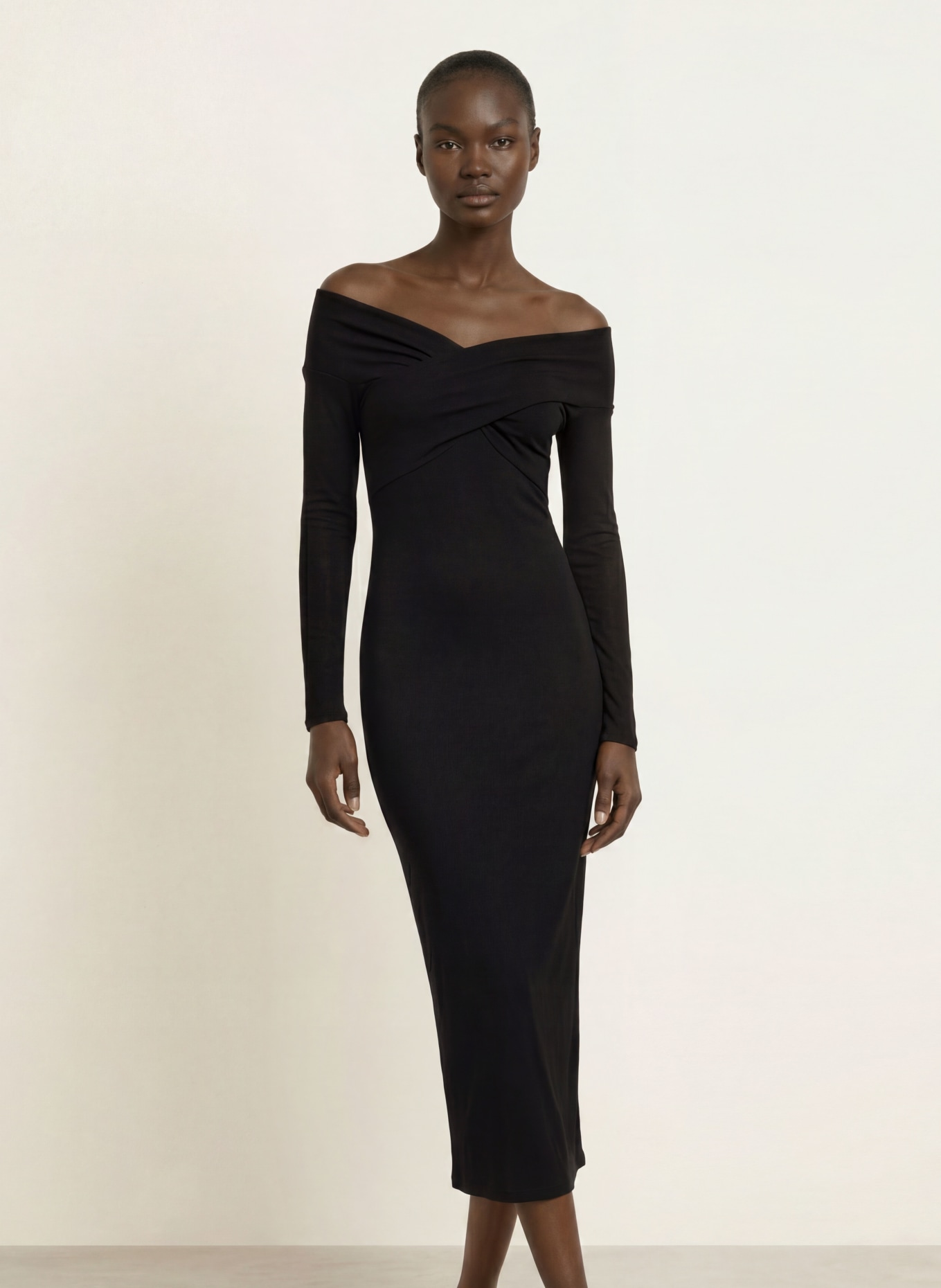 ALLSAINTS Robe en jersey DELTA: NOIR