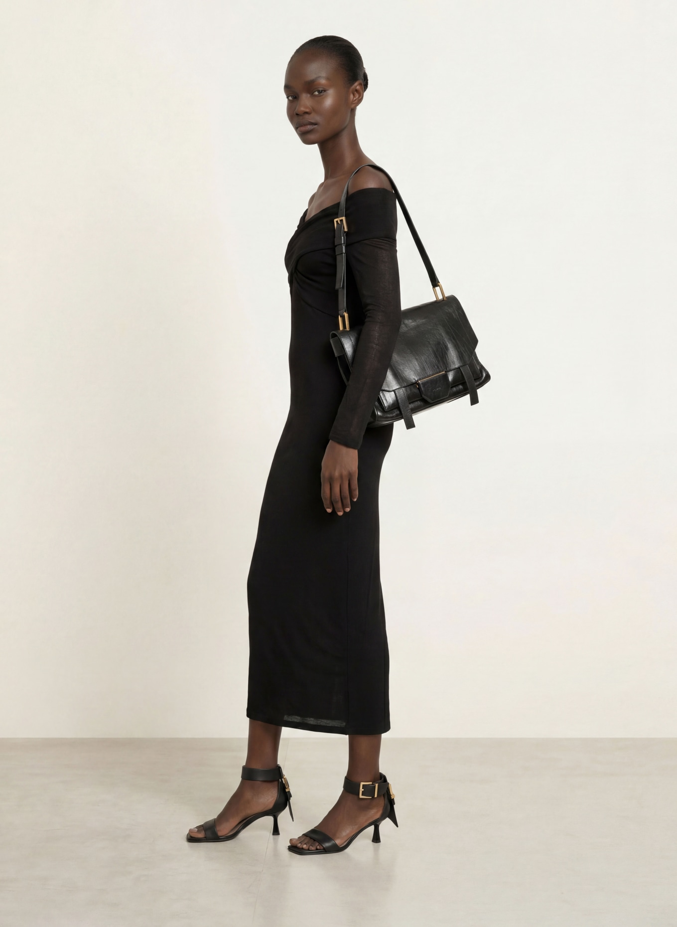 ALLSAINTS Robe en jersey DELTA: NOIR
