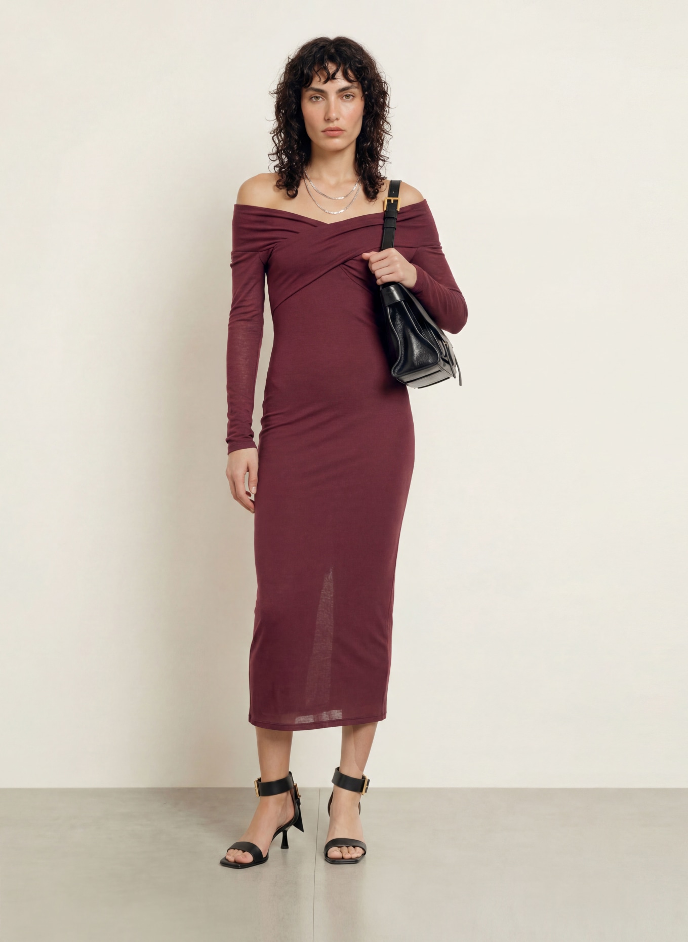 ALLSAINTS Robe en jersey DELTA: ROUGE FONCÉ