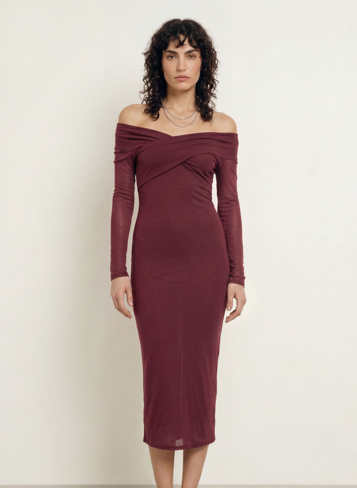 ALLSAINTS Robe en jersey DELTA: ROUGE FONCÉ