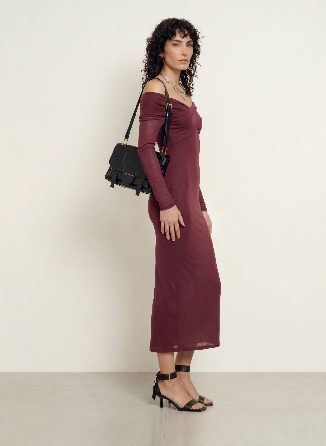 ALLSAINTS Robe en jersey DELTA: ROUGE FONCÉ