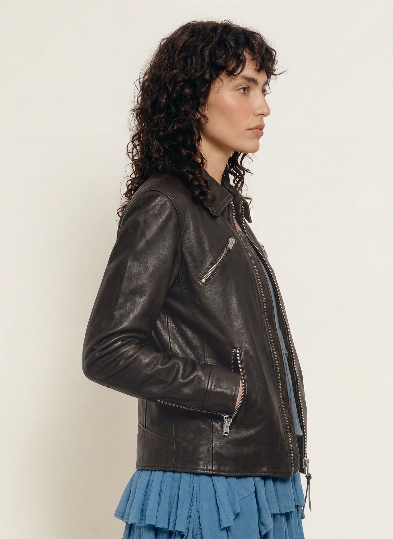 ALLSAINTS Veste en cuir VERDI: NOIR