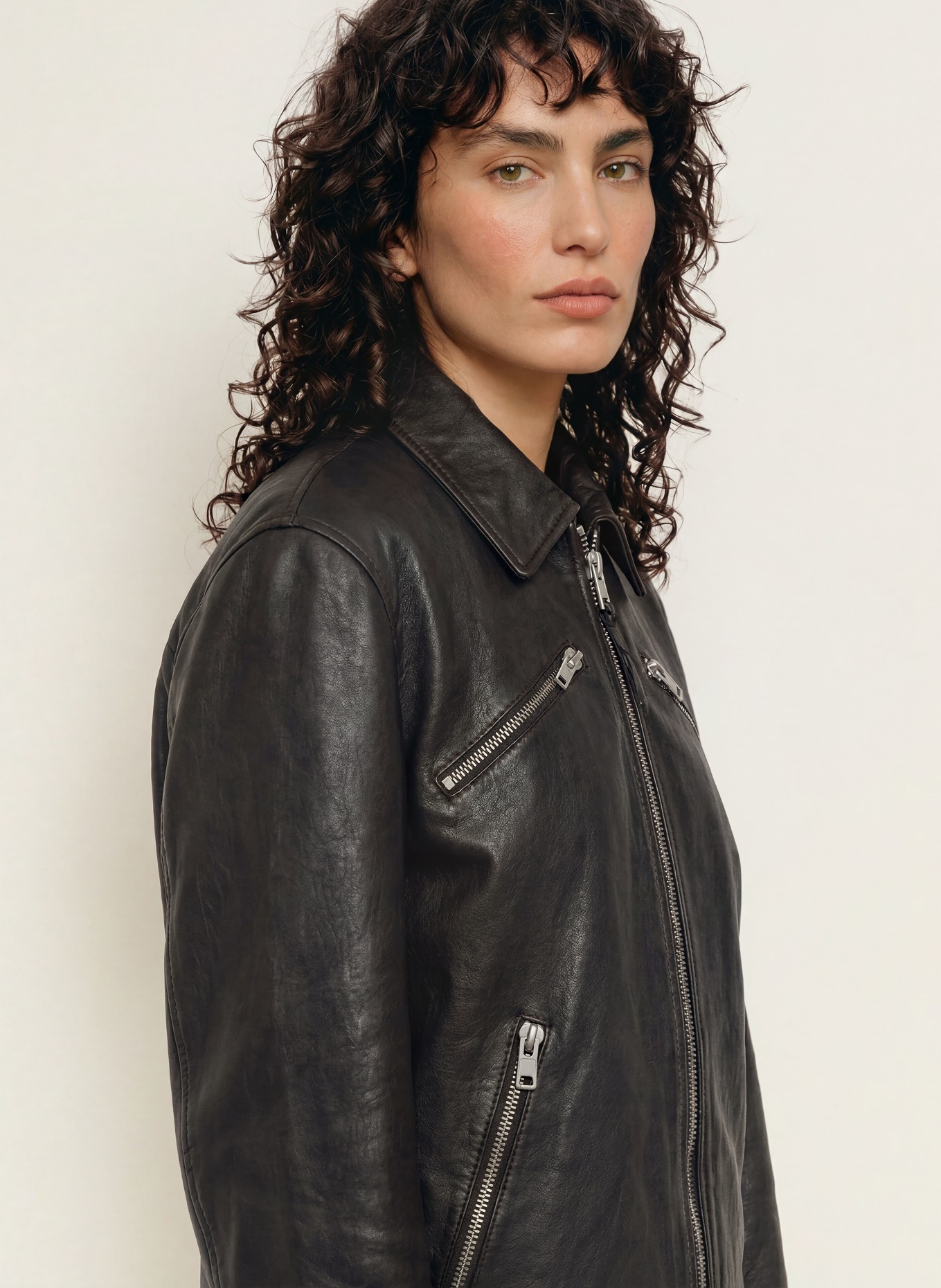 ALLSAINTS Veste en cuir VERDI: NOIR