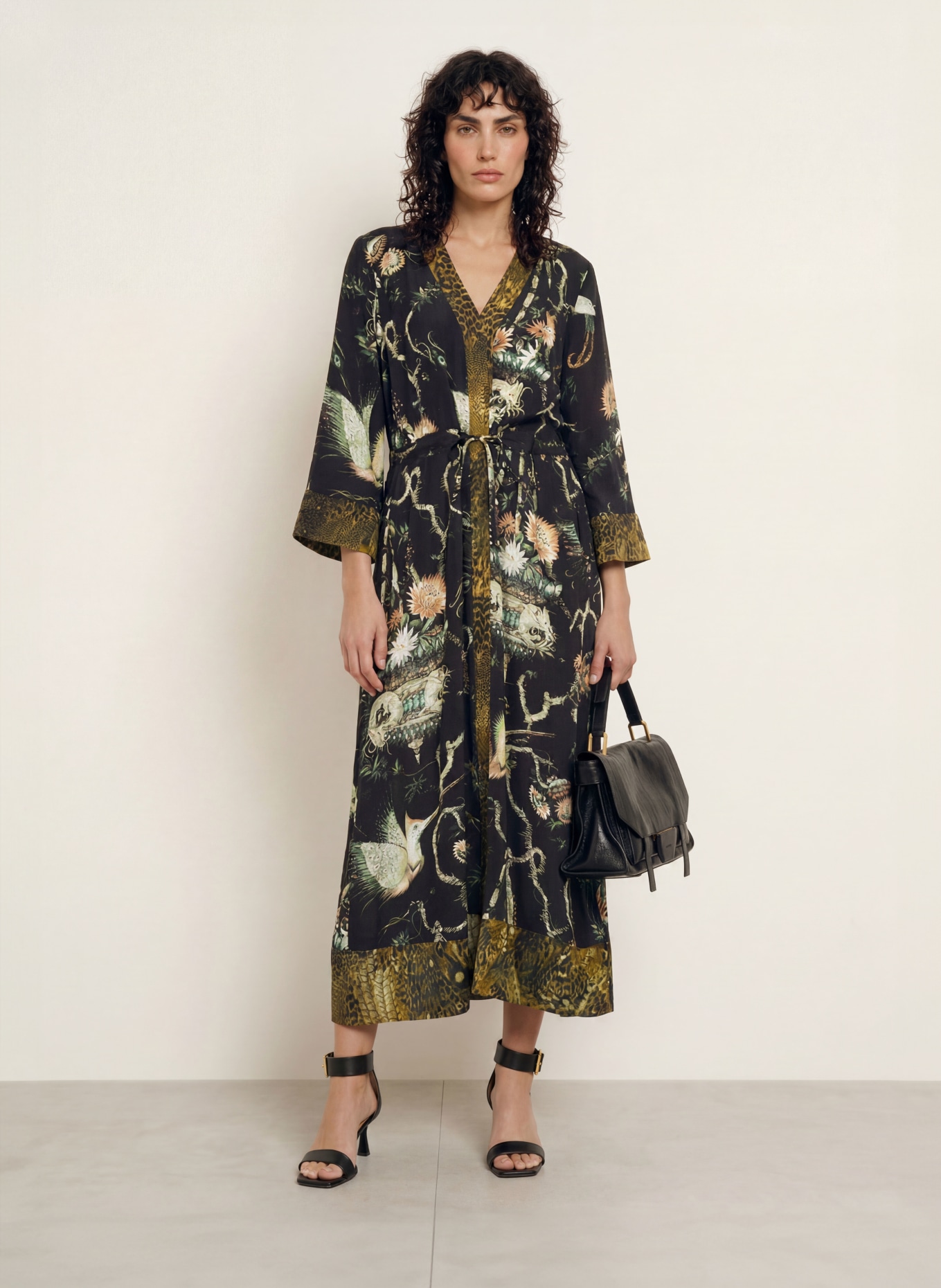 ALLSAINTS Sukienka DIANA z rękawami 3/4: ZIELONY / KHAKI / CZARNY