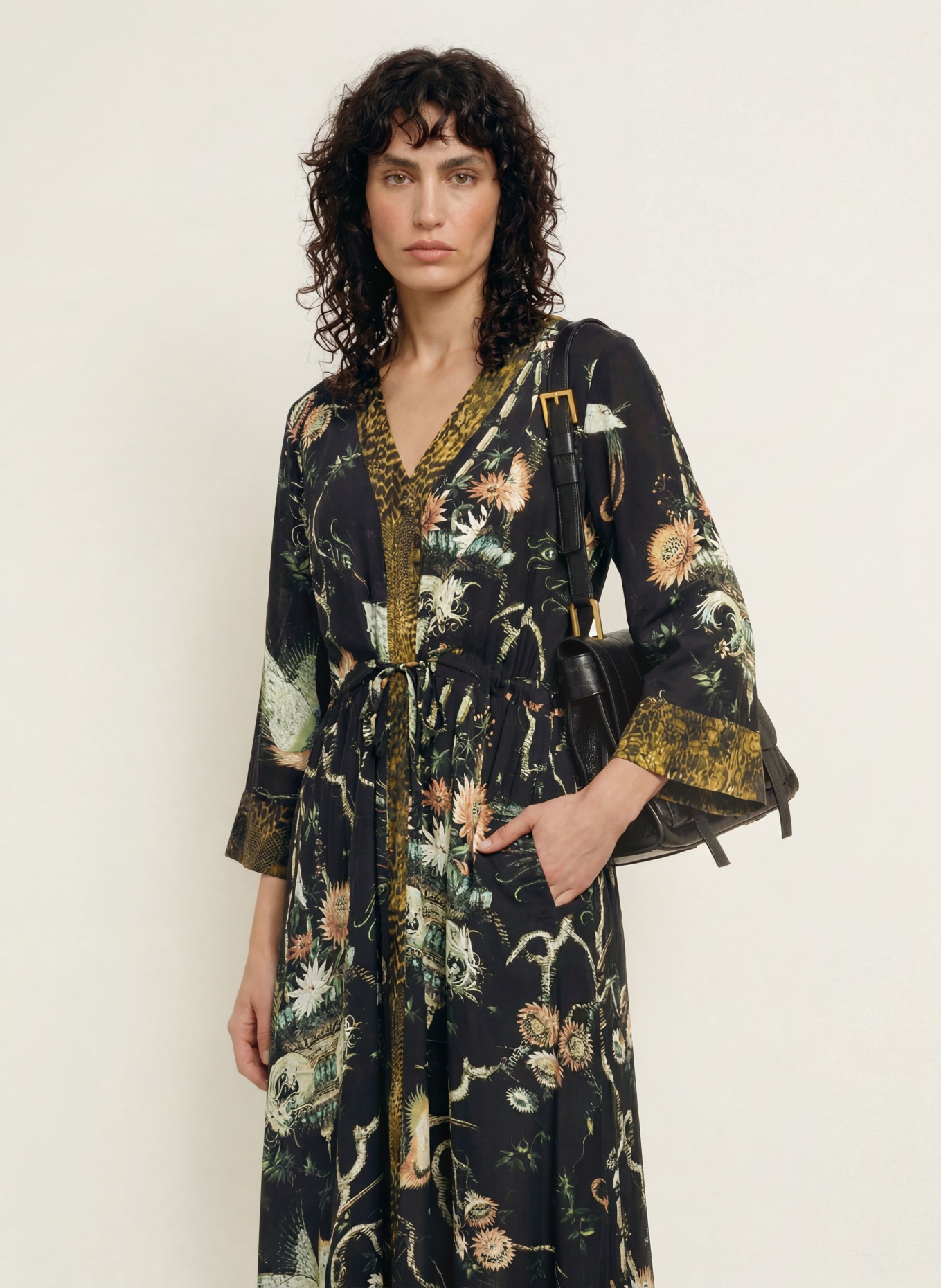 ALLSAINTS Sukienka DIANA z rękawami 3/4: ZIELONY / KHAKI / CZARNY