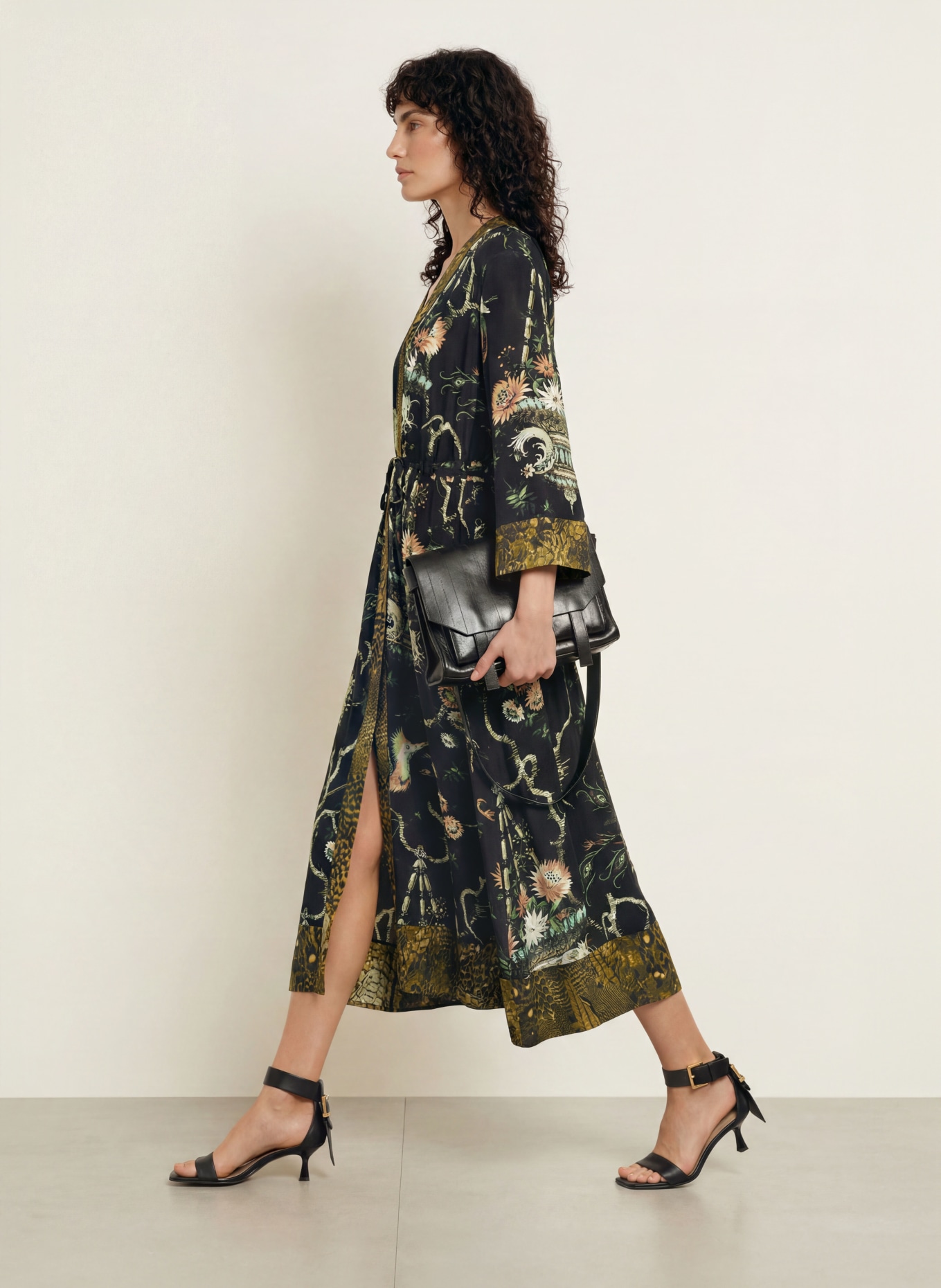 ALLSAINTS Sukienka DIANA z rękawami 3/4: ZIELONY / KHAKI / CZARNY