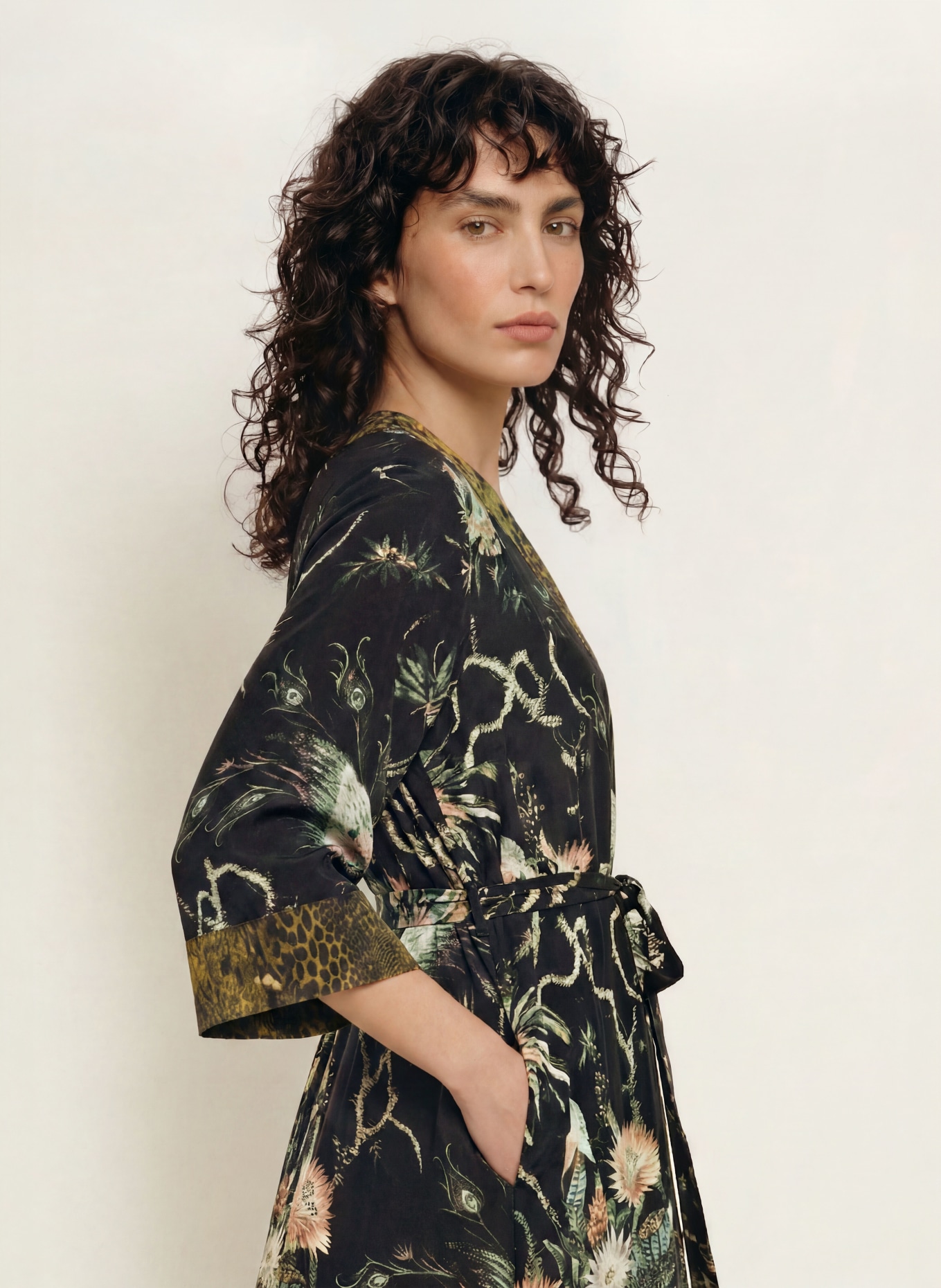 ALLSAINTS Sukienka DIANA z rękawami 3/4: ZIELONY / KHAKI / CZARNY