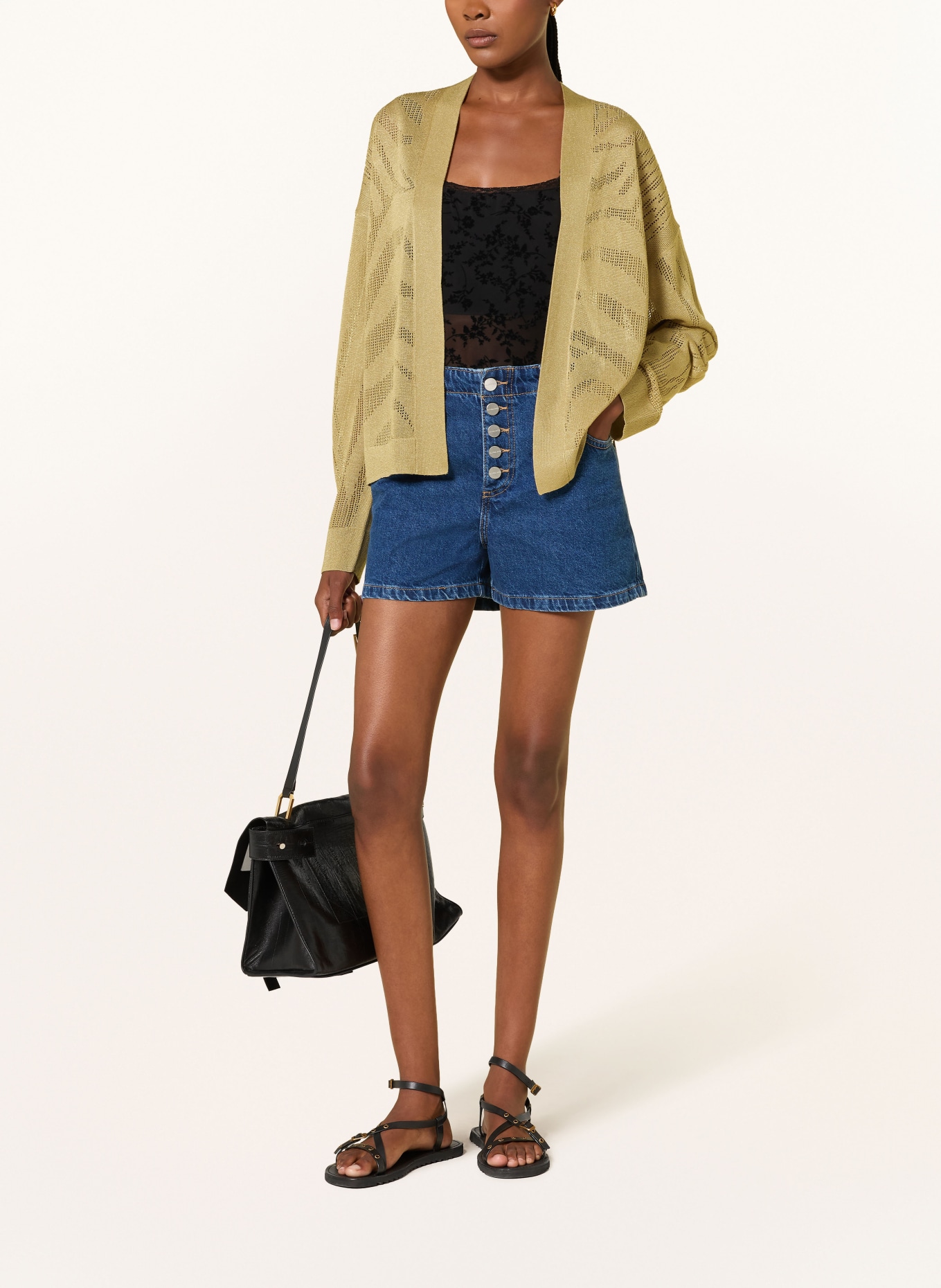ALLSAINTS Gebreid openvallend vest MISHA: LICHTBRUIN
