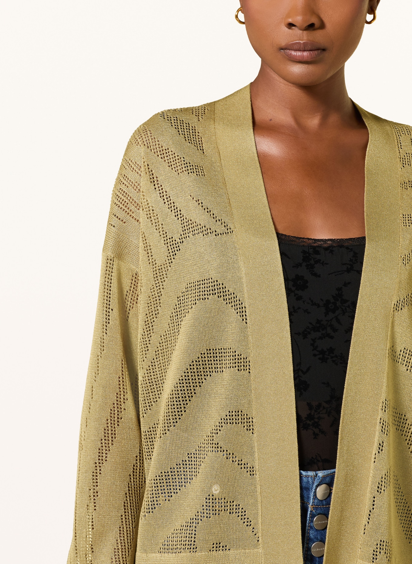 ALLSAINTS Gebreid openvallend vest MISHA: LICHTBRUIN