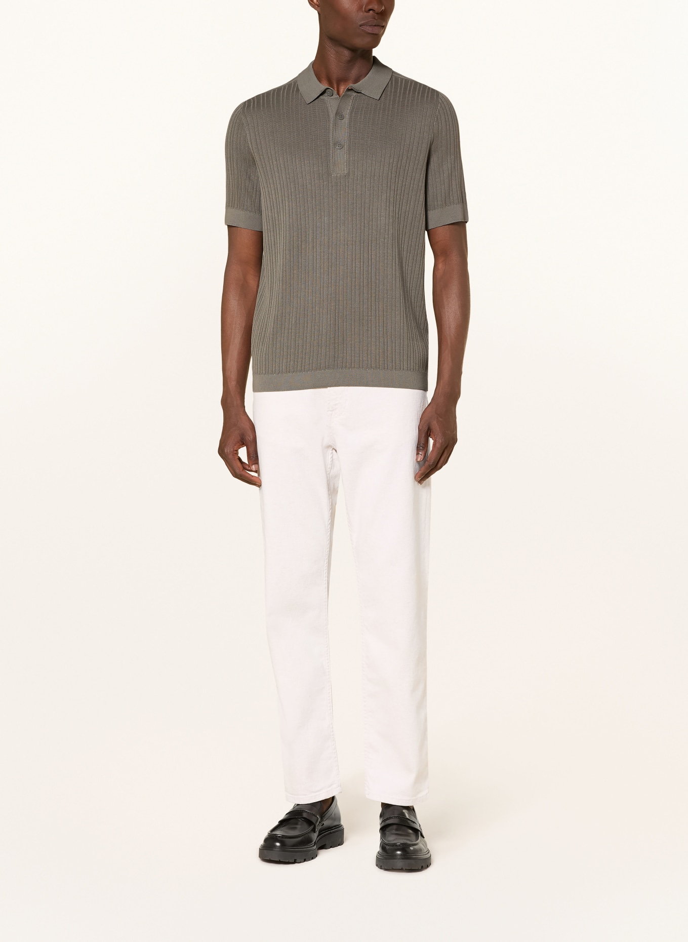 Marc O'Polo Gebreid poloshirt: GRIJS
